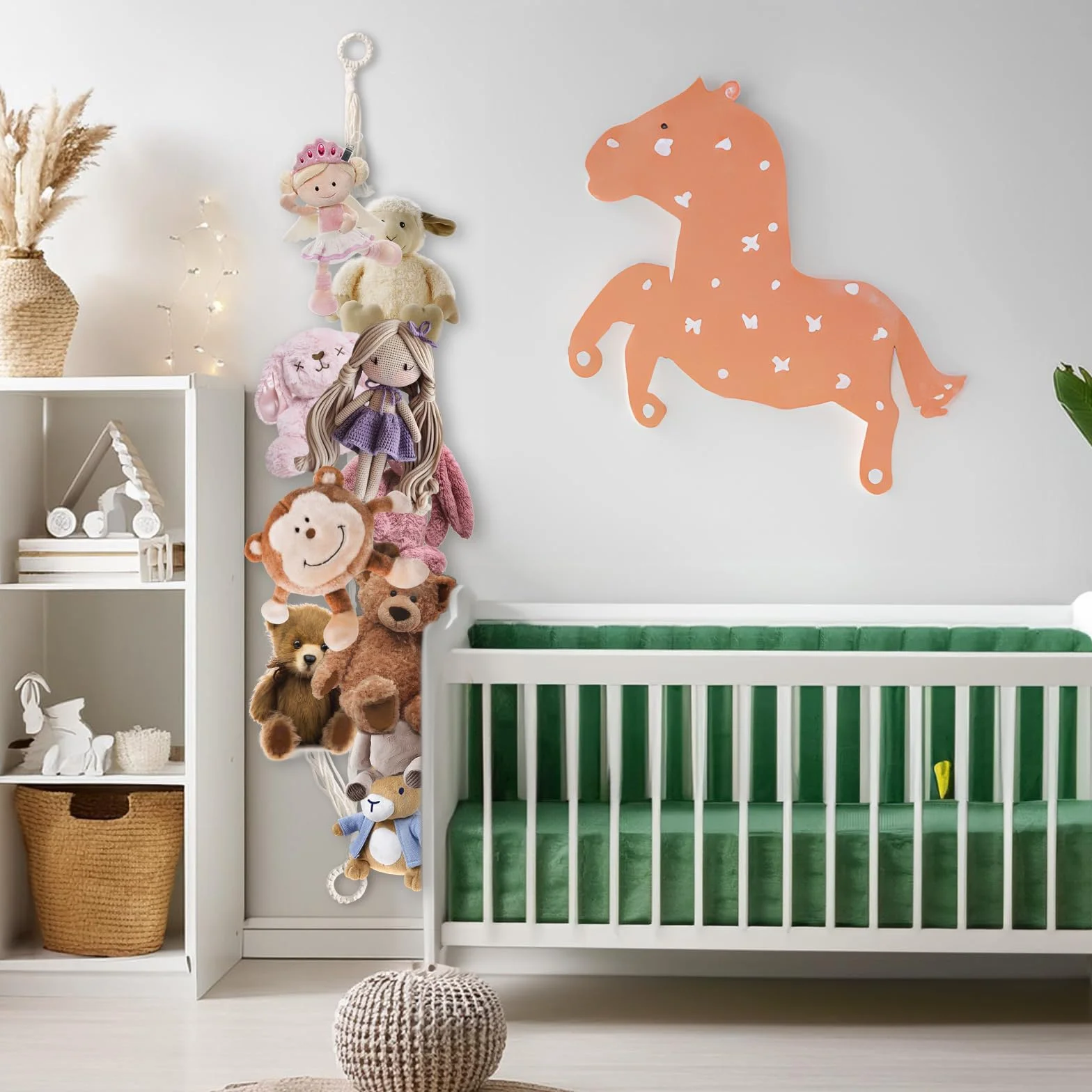 Supporto per Animali di Peluche con 15 Mollette in Metallo, Amaca Stile Boho per Cameretta Bambini