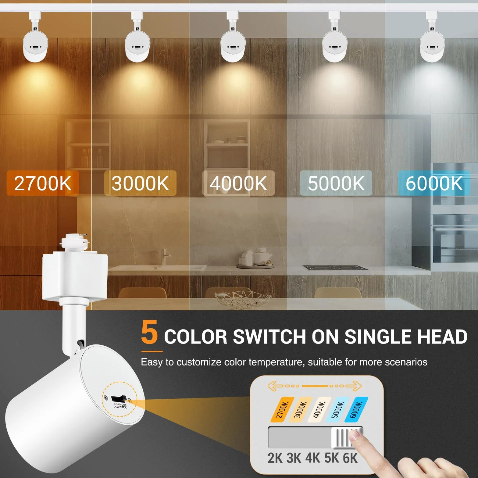 VANoopee 5 colori, 12 luci, con illuminazione a binario H, altezza 3 m, luci LED dimmerabili, accessori moderni