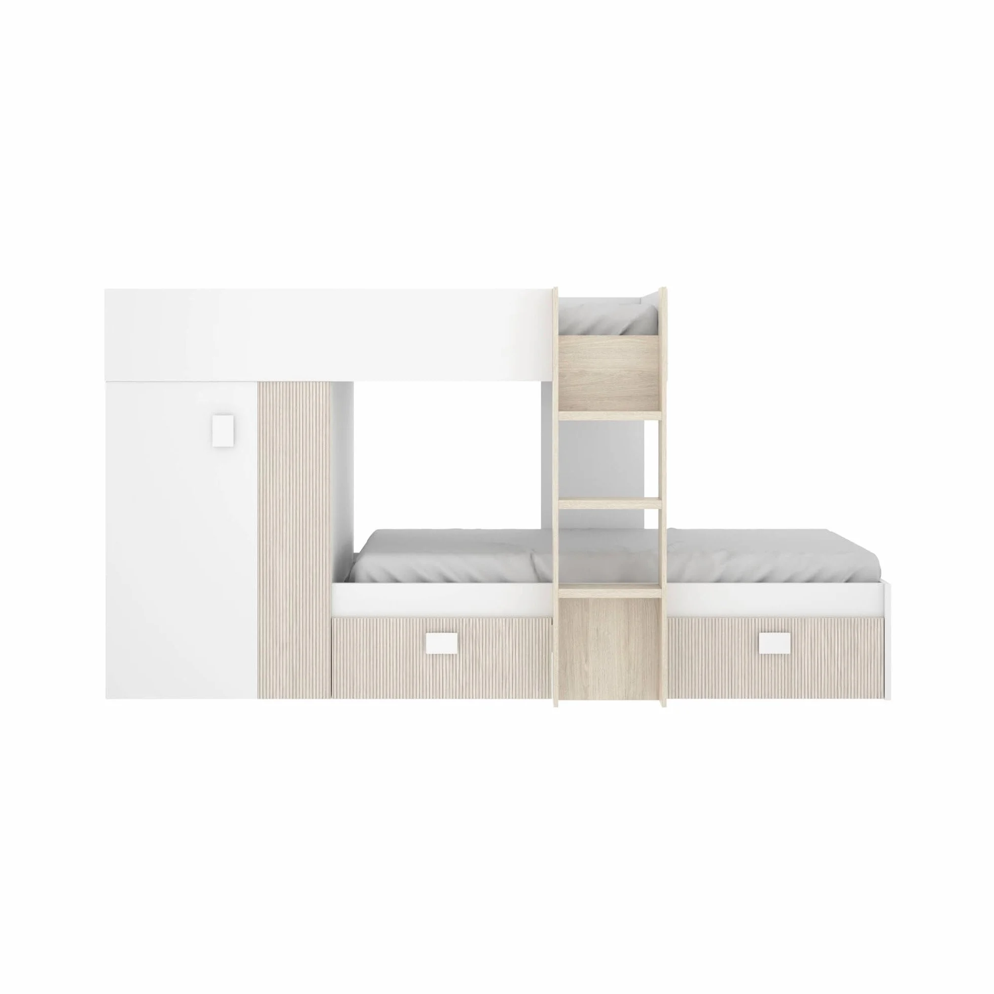 Dmora Bambini Cevedale Cameretta Completa Letto a Castello Due Lettini Singoli 271x111h150 cm Bianco e Rovere