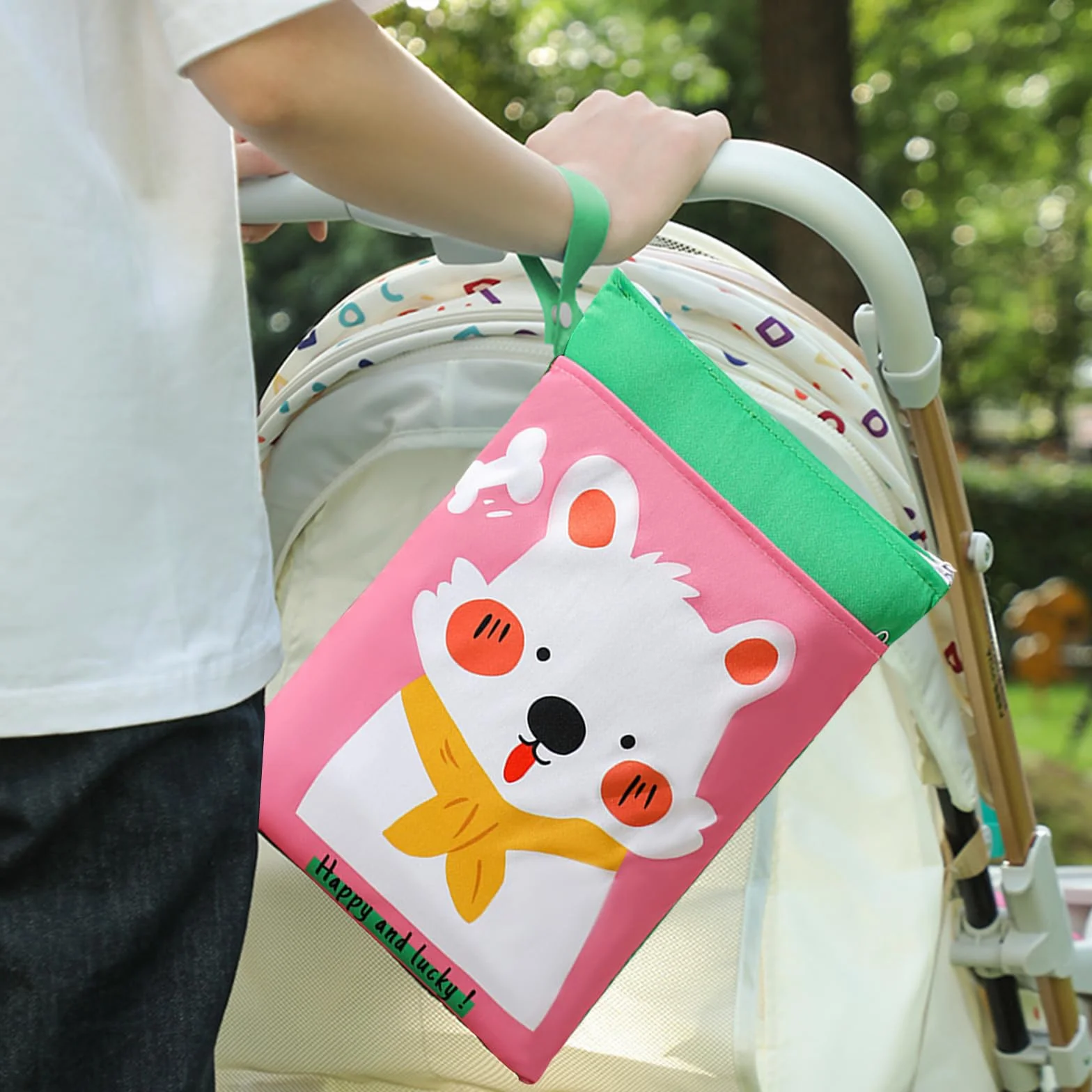 Borsa Porta Pannolini Impermeabile 2 Pezzi, Sacca Salviette Wet Bag con Zip, Animali Cartoni Animati, 2 Scomparti Viaggio Passeggino Spiaggia Piscina