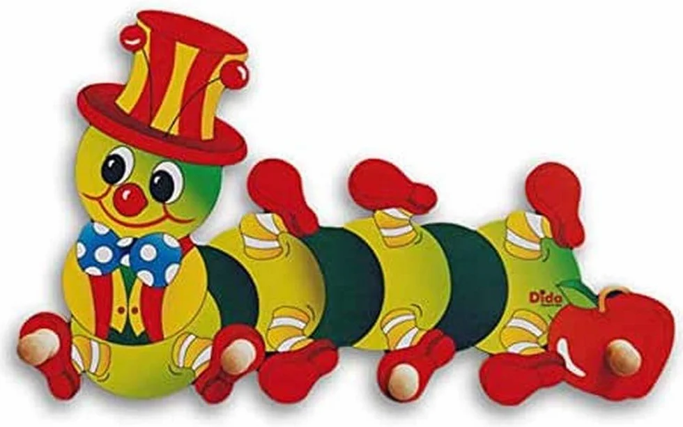 Attaccapanni da Parete per Bambini in Legno Stile Montessori Dida Bruco Mela