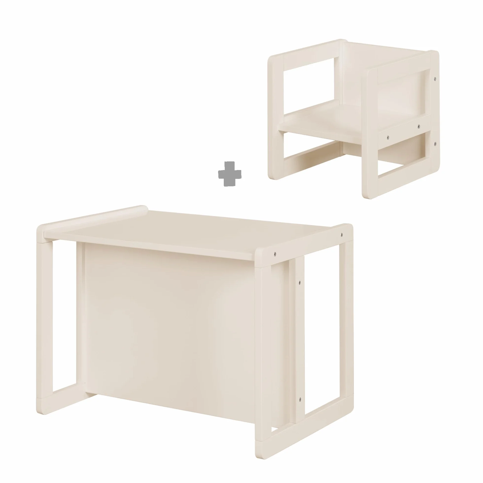 roba Set Sgabello e Tavolo Reversibili 3 in 1 - Regolazione in 3 Altezze di Seduta - Mobili per Bambini - Legno Beige/Cashmere