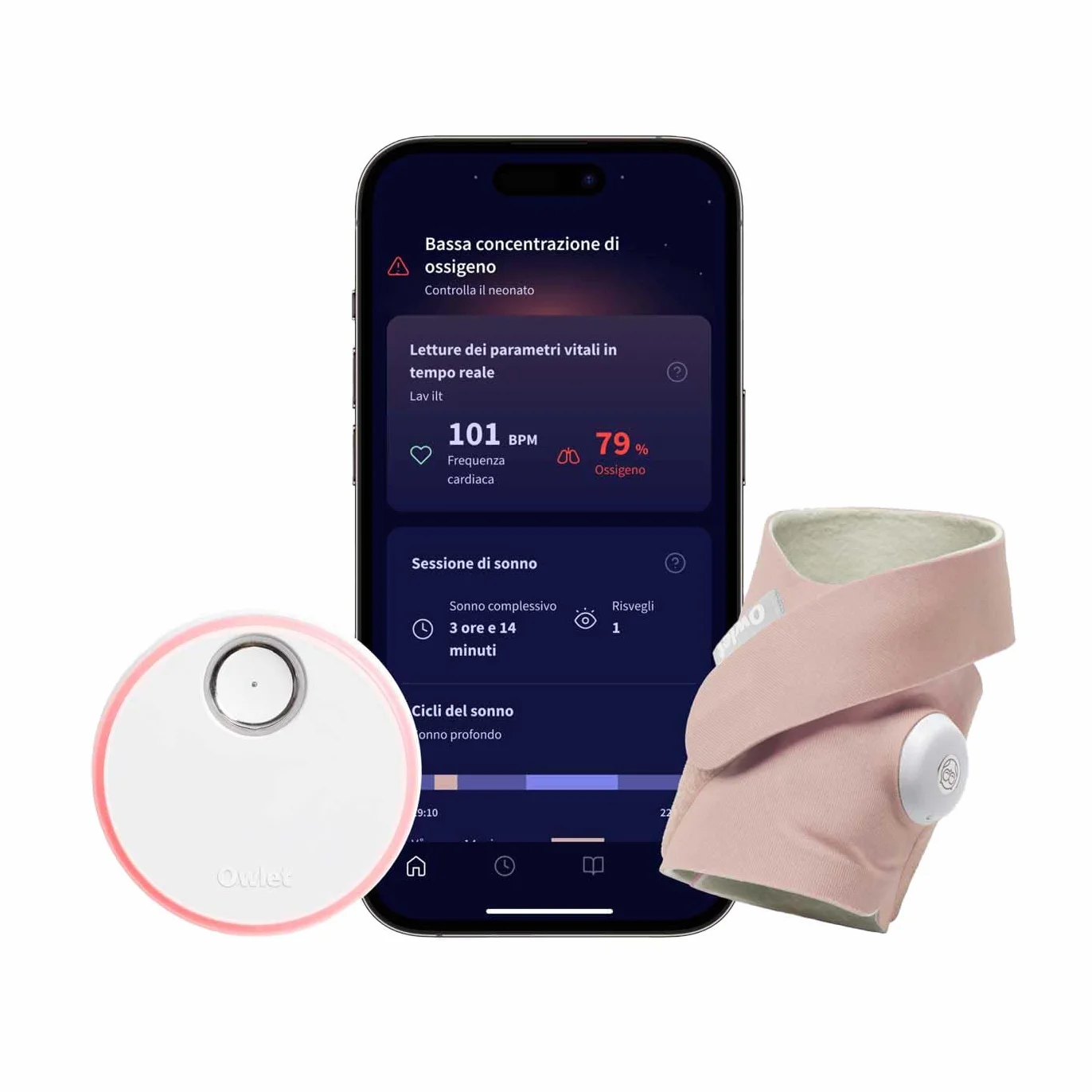 Owlet Dream Sock Baby Monitor Intelligente Rosa Antico Dusty Rose
