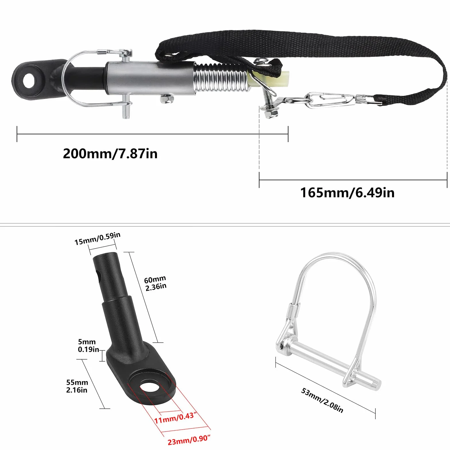 EXLECO 45° Attacco per Rimorchio Doppia Protezione, Universale Accoppiatore in Acciaio per Rimorchi Bicicletta