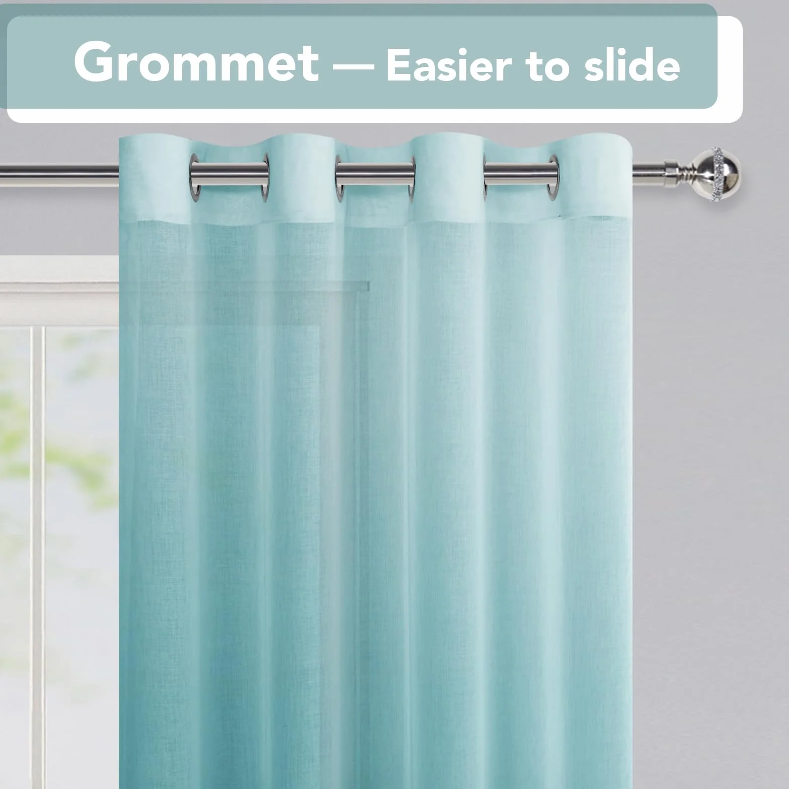 Tende in voile sfumato con occhielli blu 175 x 140 cm
