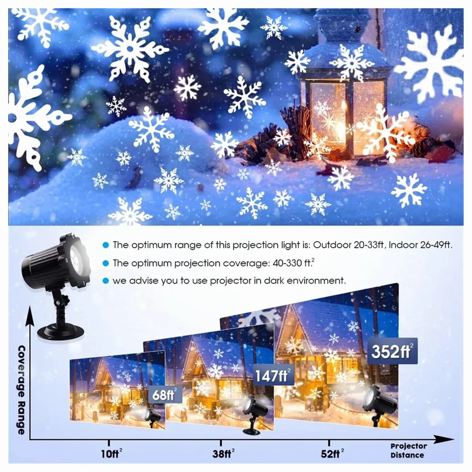 Proiettore di luci natalizie per esterni Il proiettore con fiocco di neve di Natale illumina la luce da palco a LED con effetto fiocco di neve impermeabile for esterni con telecomando for decorazioni