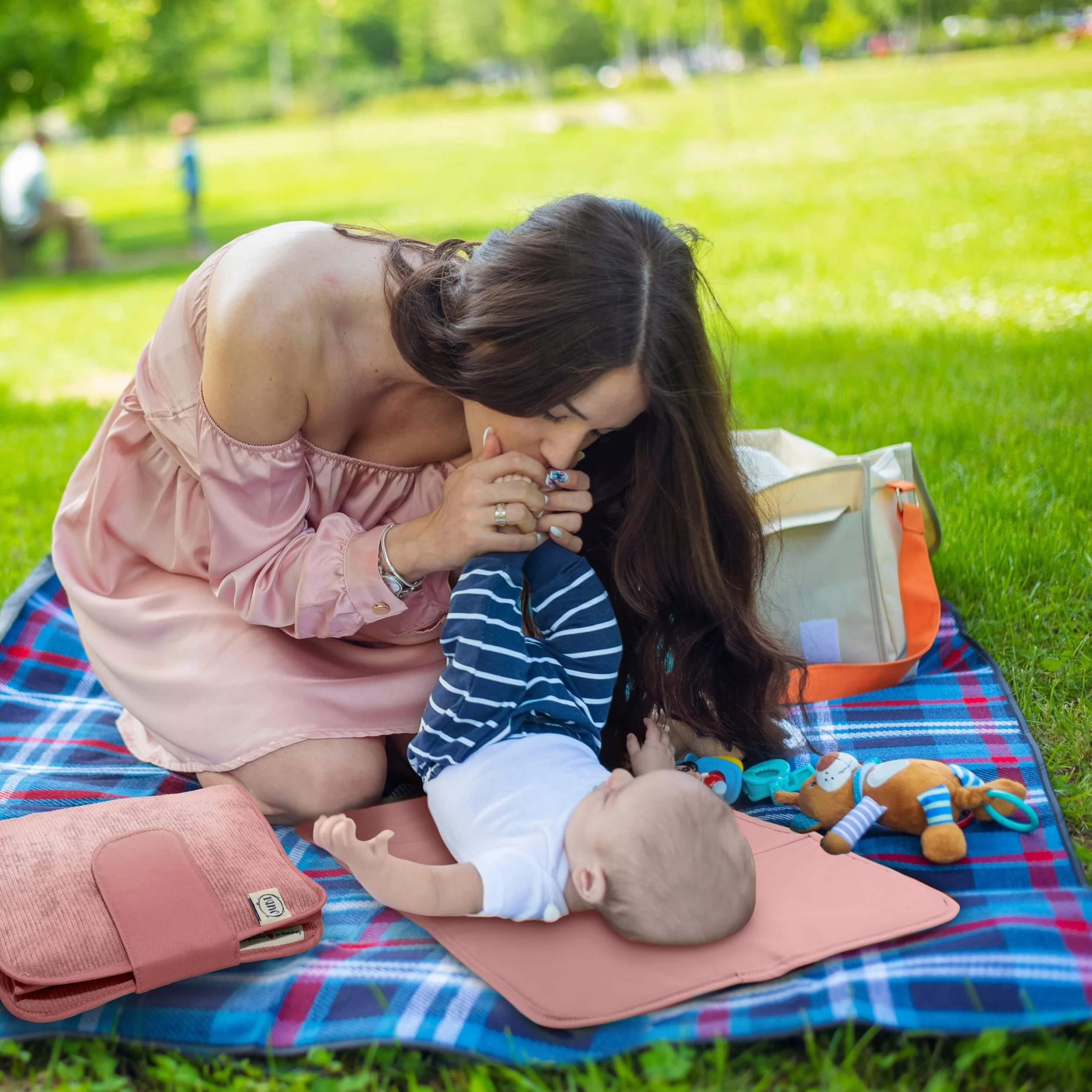 Jubi® Borsa cambio neonato con fasciatoio portatile – Compatta, grande capacità, organizer pannolini per viaggio e passeggino