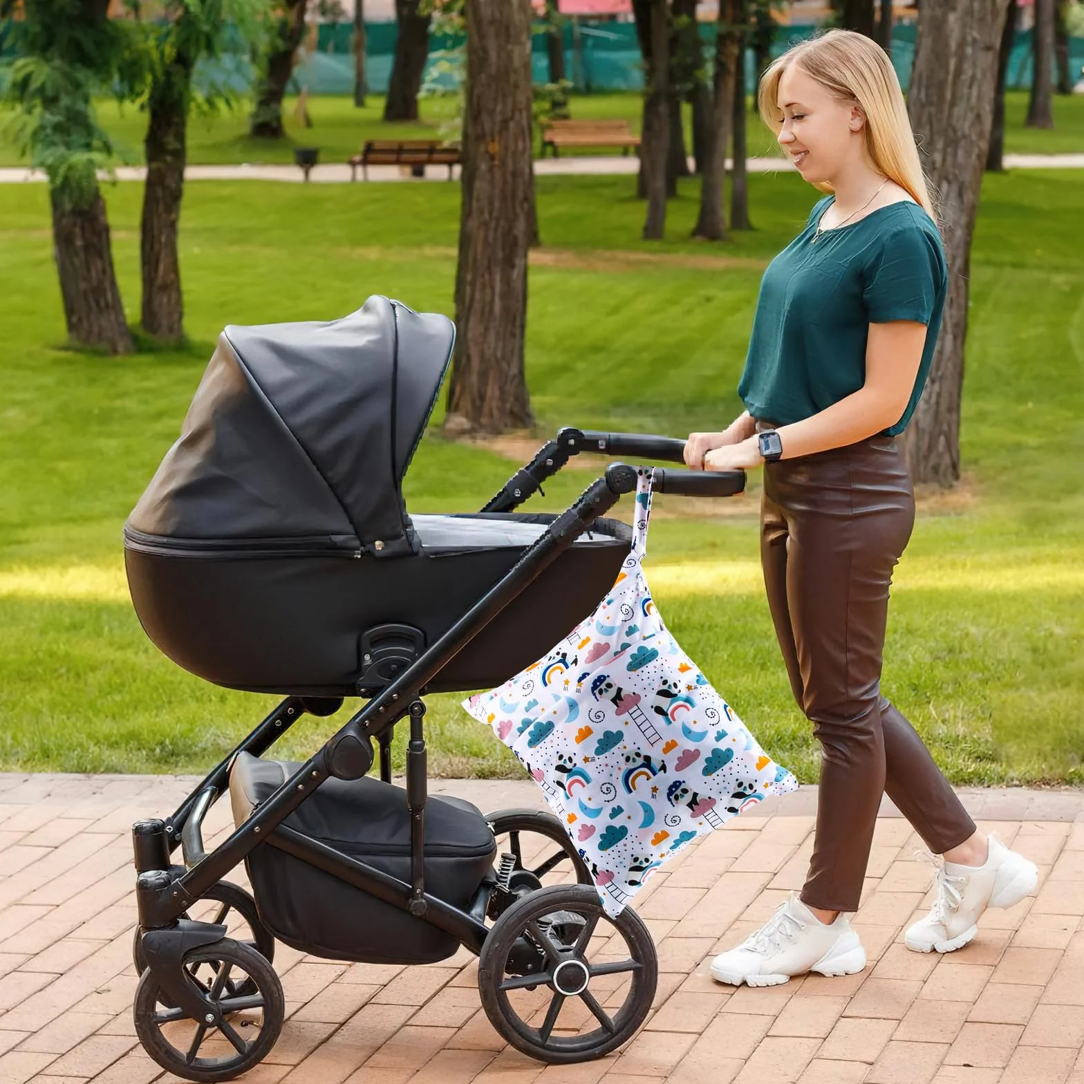 Borsa per Pannolini Lavabili, 2 Pezzi Wet Bag Impermeabile con Cerniera