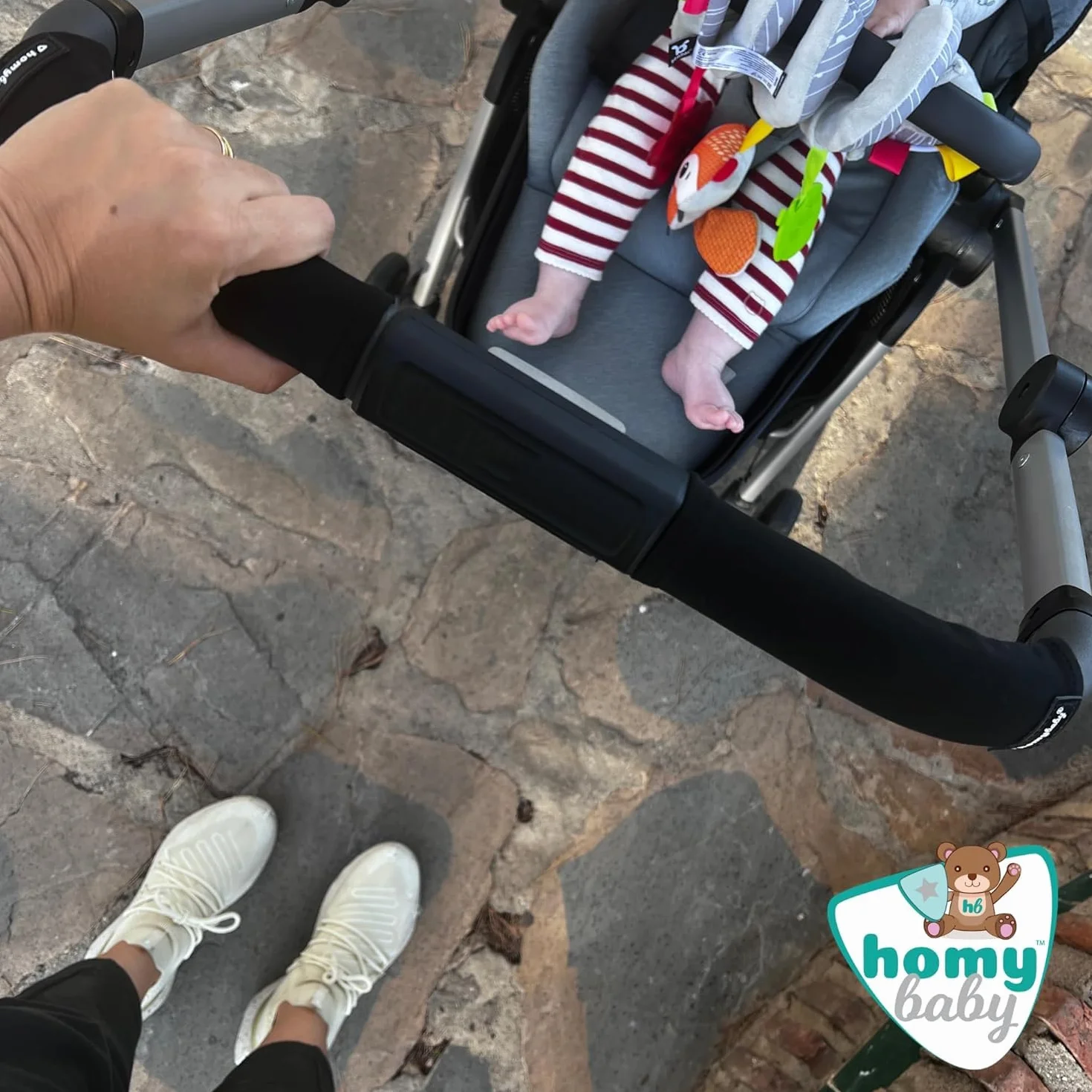 HOMYBABY Copri manubrio universale per passeggino, tessuto lavabile, nero, 2 pezzi