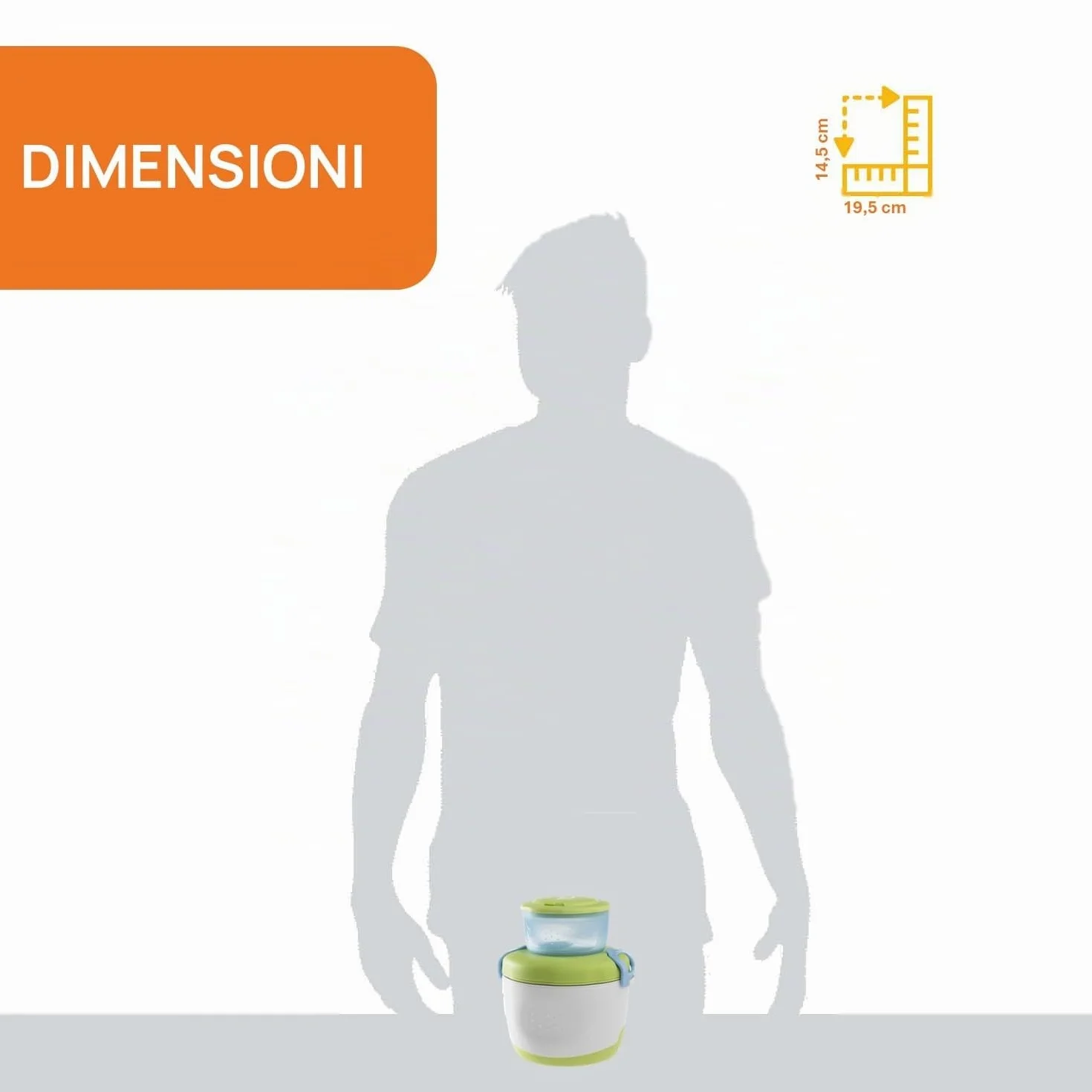 Chicco Thermos Portapappa System Easy Meal 350 ml Mantiene temperatura 6 ore Alimenti caldi freddi Contenitore 180 ml Cucchiaio Viaggio Verde