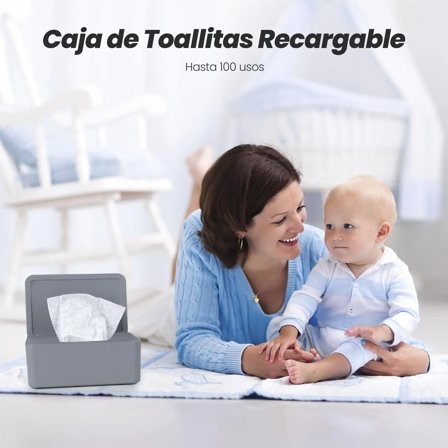 Scatola Porta Salviette Umidificate Dispenser con Coperchio Grigio
