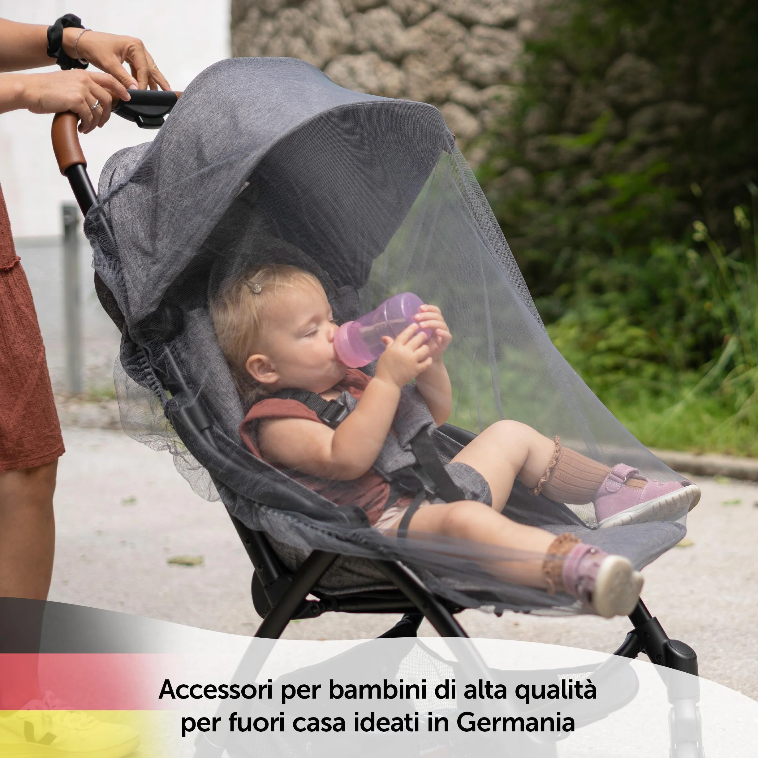 Zamboo Zanzariera Passeggino Universale e Carrozzine Rete Pieghevole a Maglia Fine Grigio Nero
