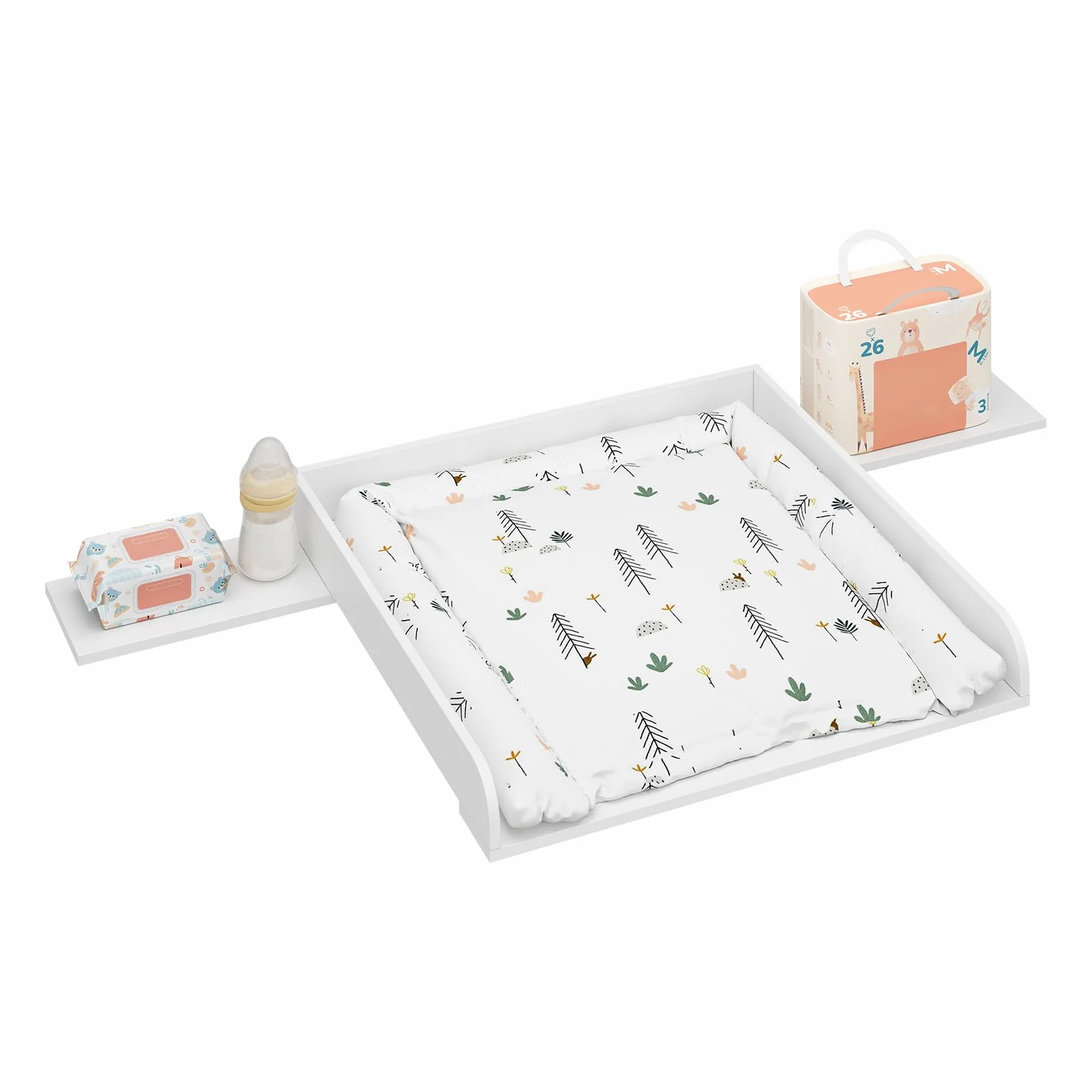 WOLTU Fasciatoio Neonato Universale per Cassettiera 3 Bordi Rialzati Profondità Regolabile 47-50 cm MDF 160x80x10 cm