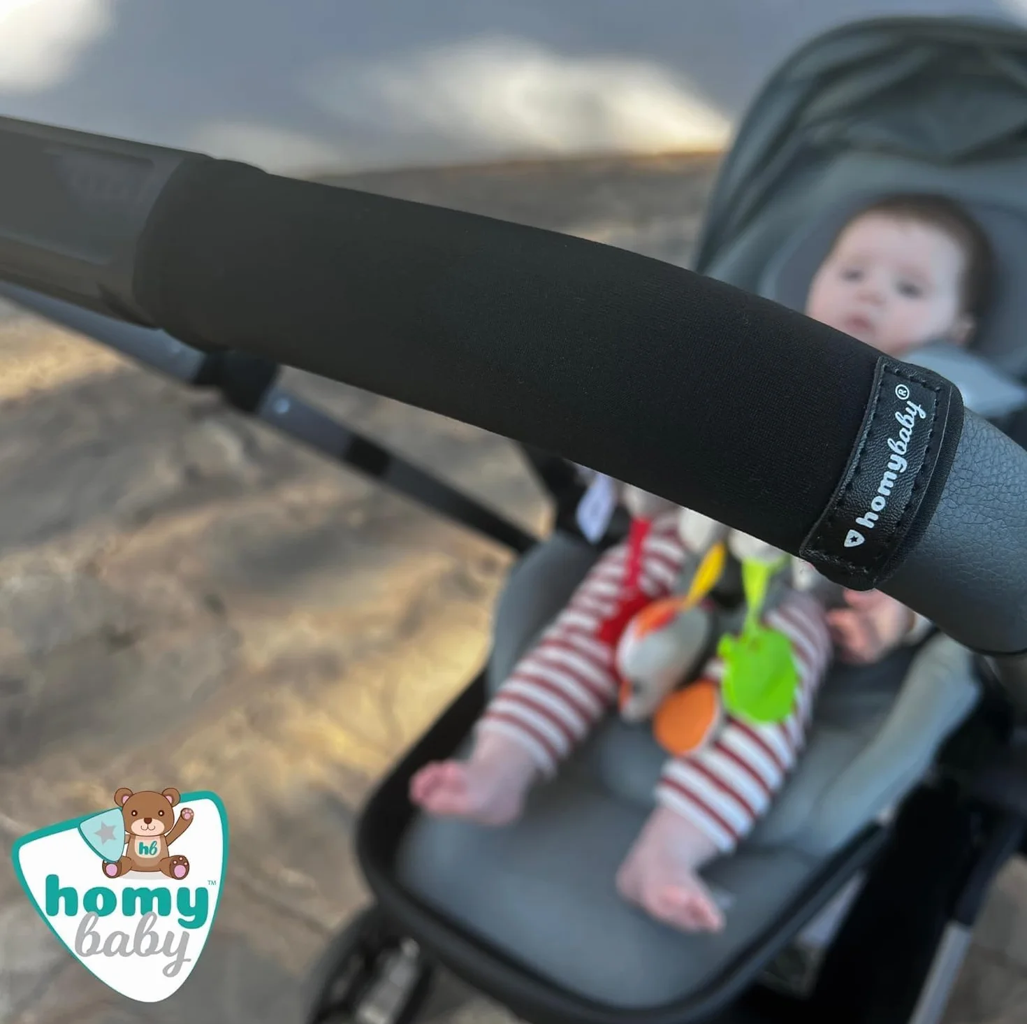 HOMYBABY Copri manubrio universale per passeggino, tessuto lavabile, nero, 2 pezzi