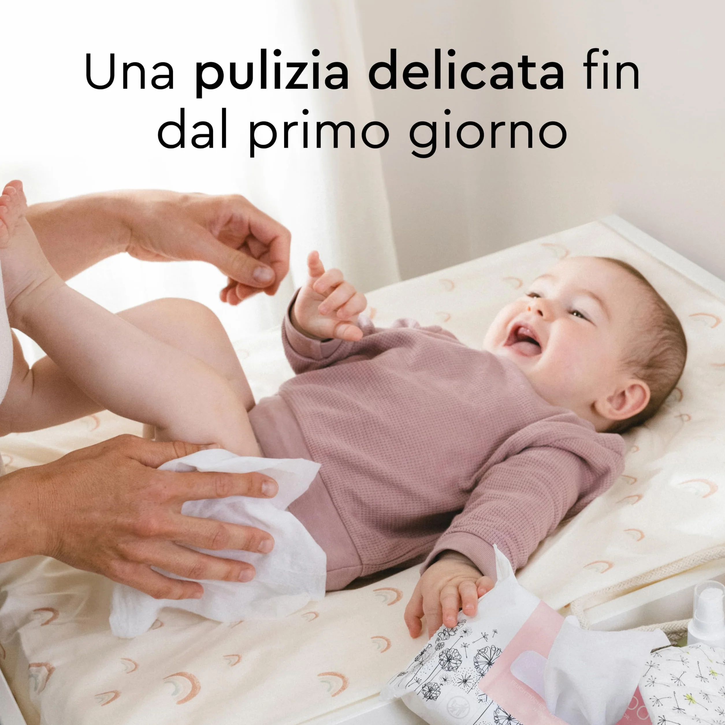 LILLYDOO Salviettine con Prebiotici 300 pezzi (5x60) Extra delicate senza profumi tessuto senza plastica