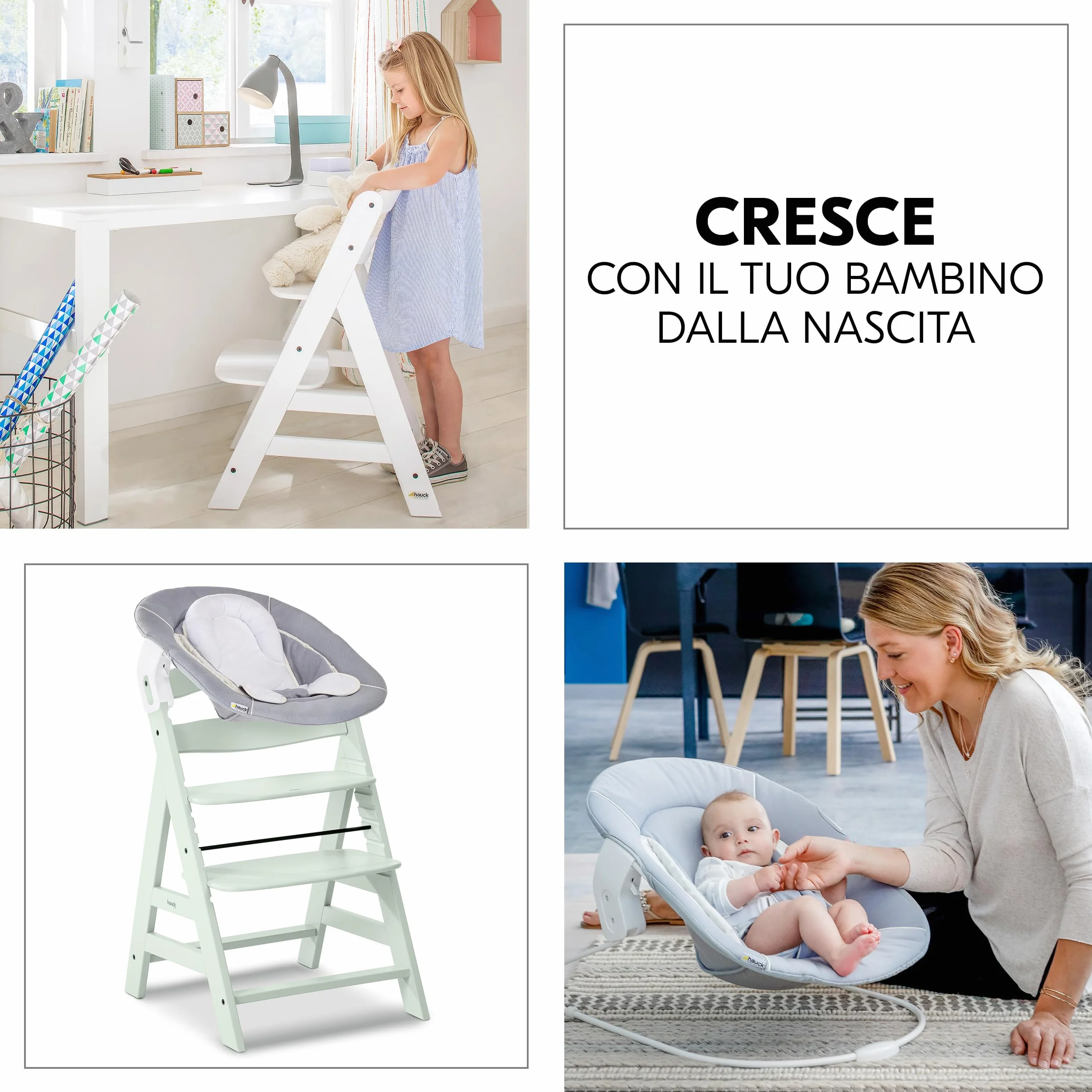 hauck Seggiolone Pappa Alpha Plus Newborn - Seggiolone Evolutivo Legno Classic Menta
