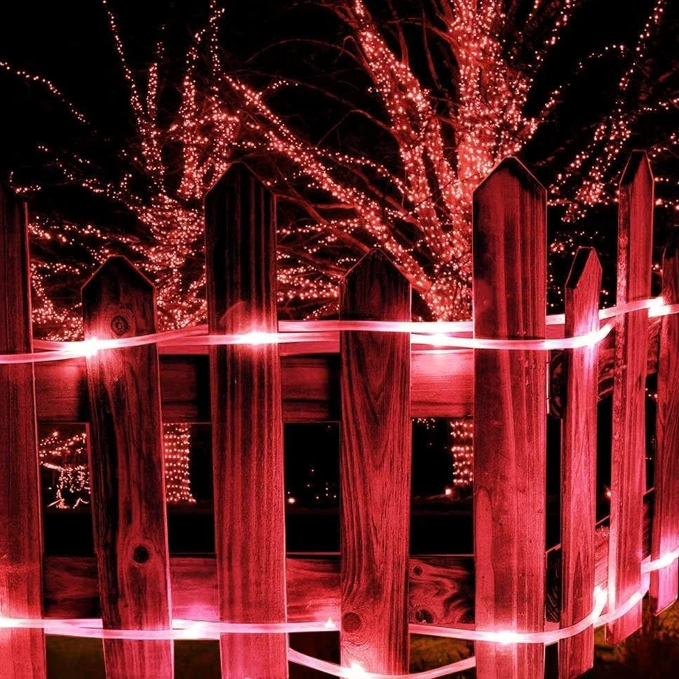 Luci a corda a batteria con telecomando, 300 LED, 32 metri, impermeabili, per esterni, matrimoni, giardino, decorazione per recinzioni Decorazione (rosso)