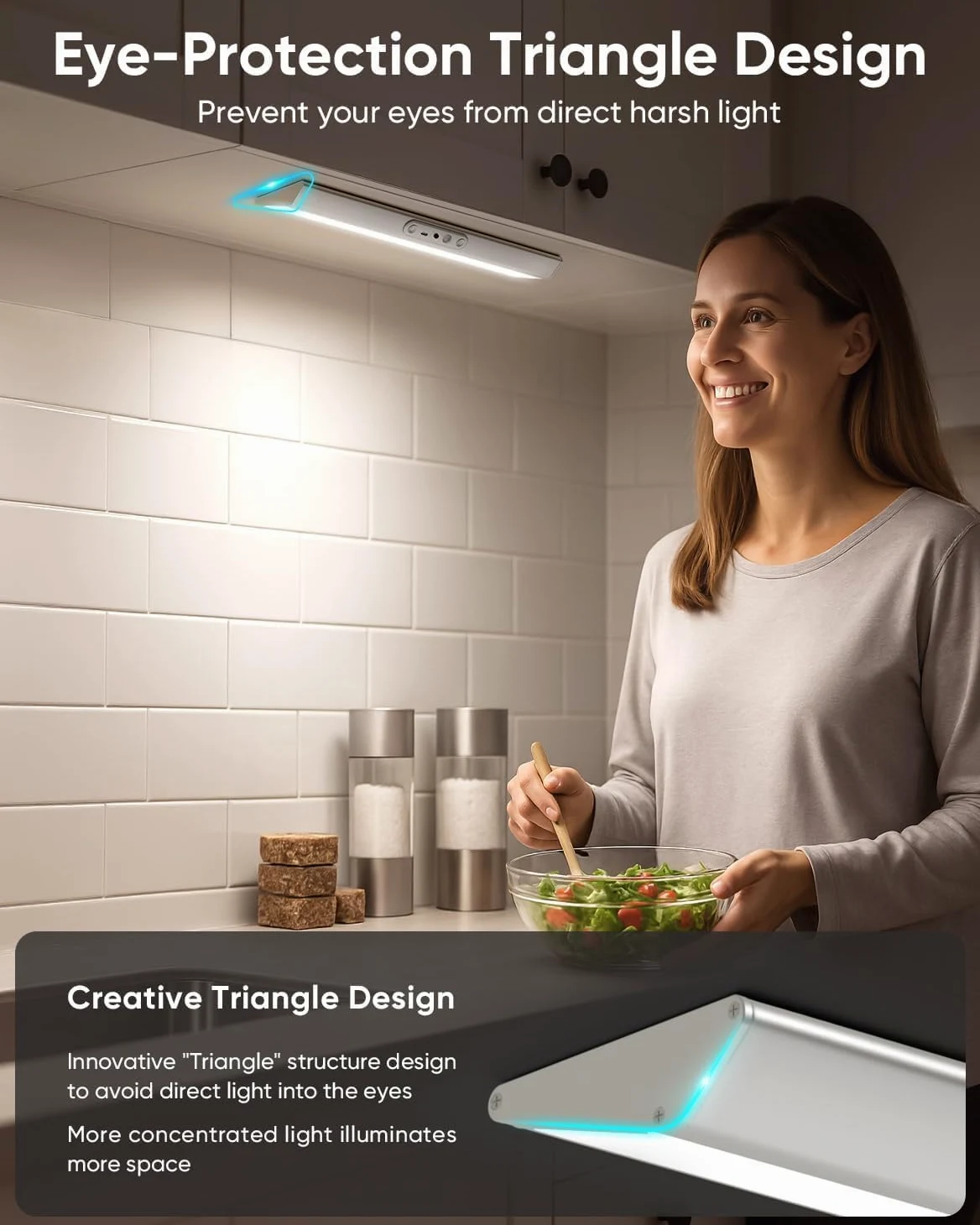Luci con sensore di movimento per armadio, protezione degli occhi, illuminazione wireless con telecomando, 3 temperature di colore e dimmerabili, illuminazione magnetica a LED ricaricabile per cucina