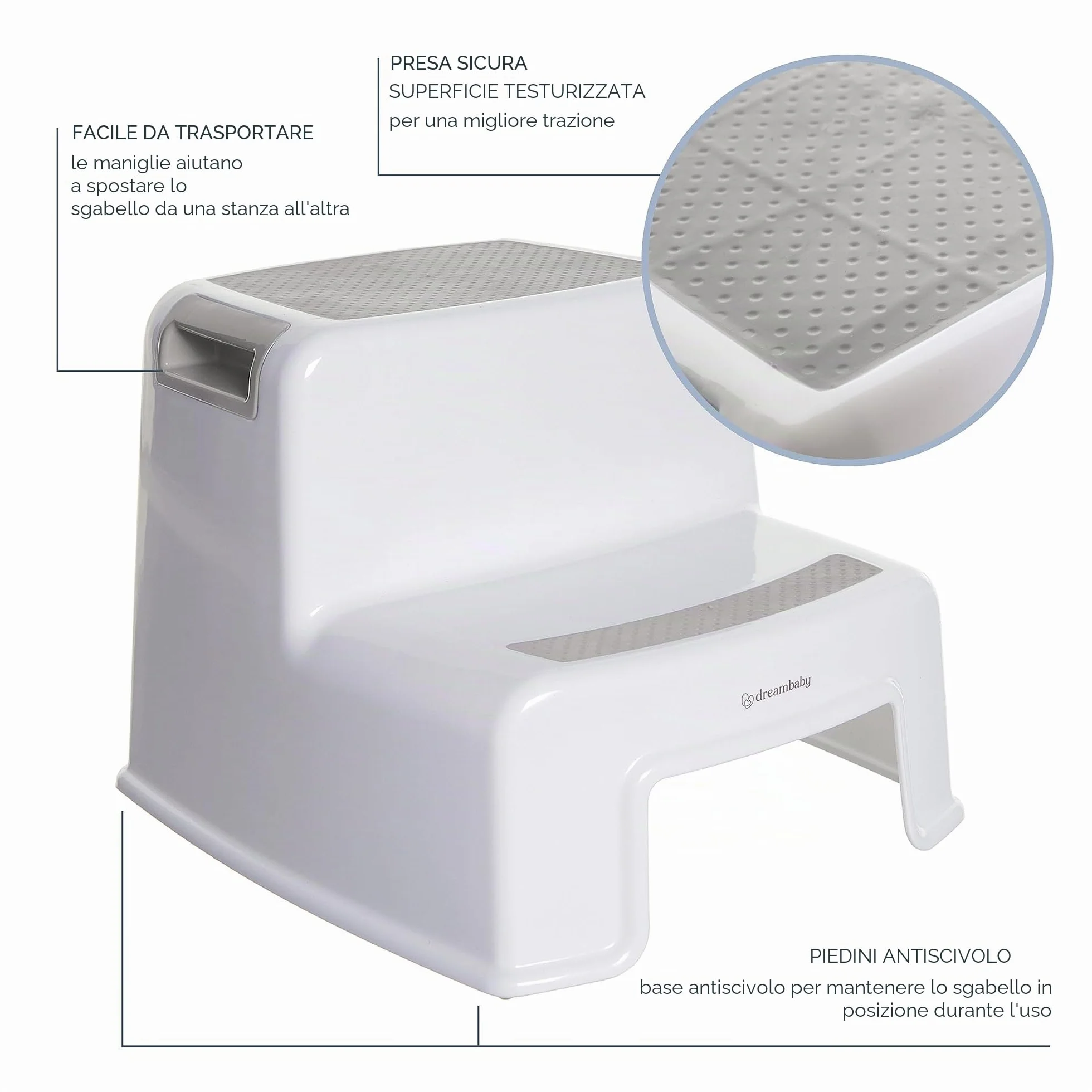 Dreambaby Sgabello Due Gradini Bianco Grigio