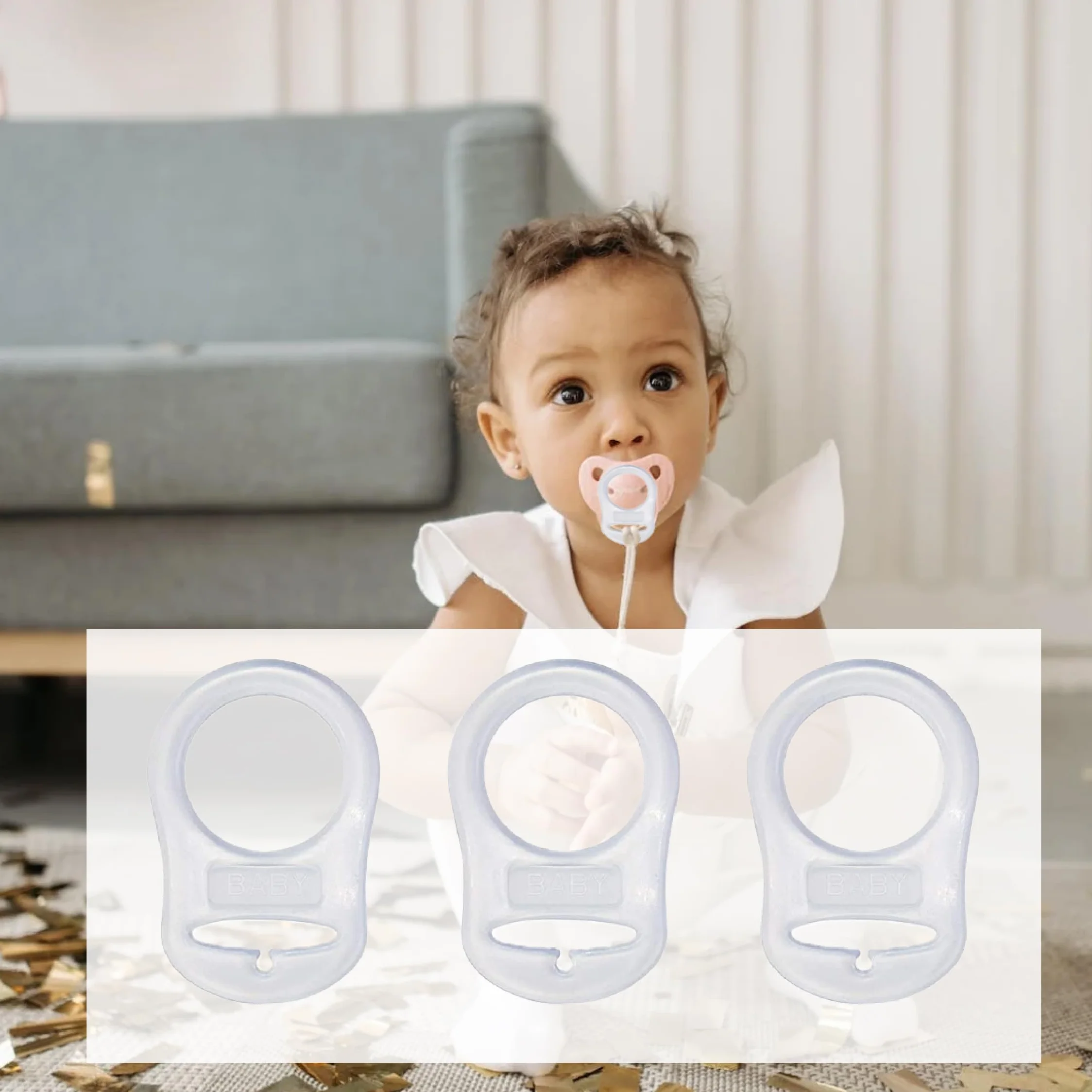 Adattatore per Clip Supporto Porta Ciuccio in Silicone, 4 Pezzi