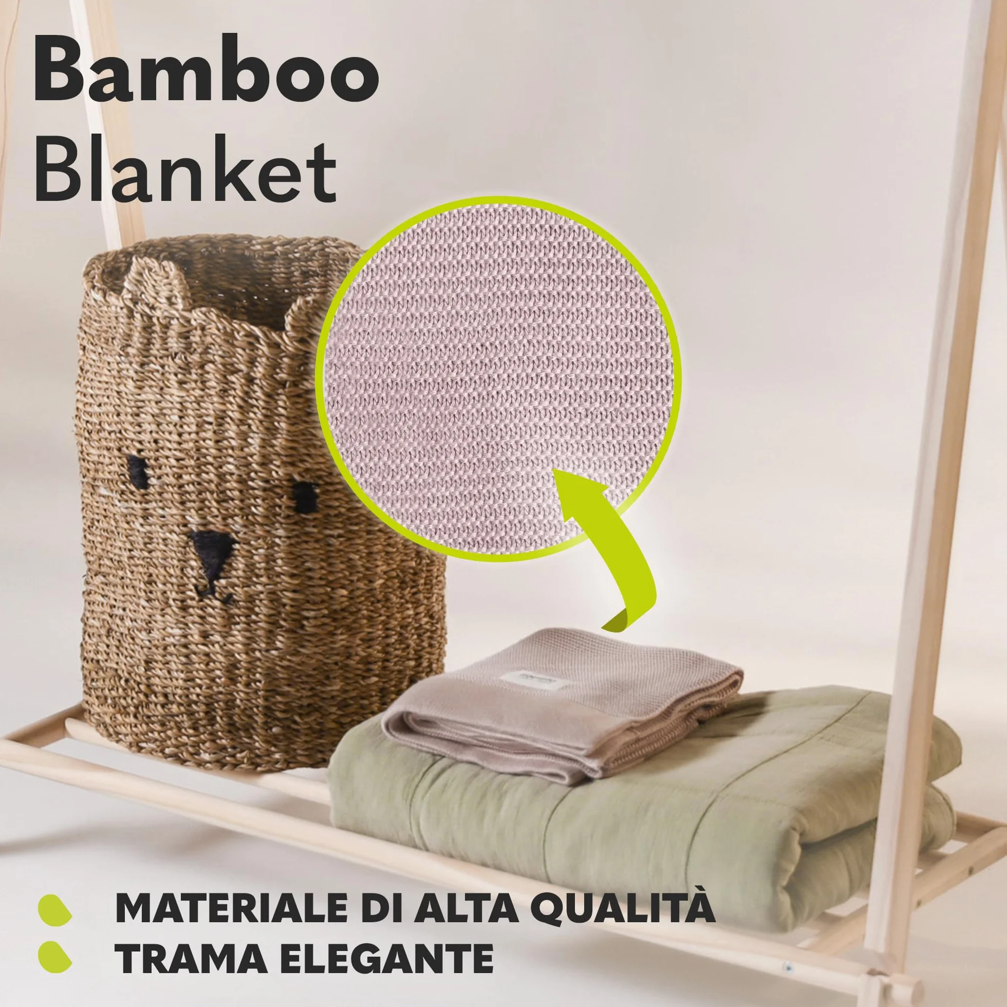 Lionelo Bamboo Blanket 100x75cm Leggera Coperta Neonato Bambù 100% Cotone Naturale Morbido Antibatterico Ipoallergenico Antimicotico