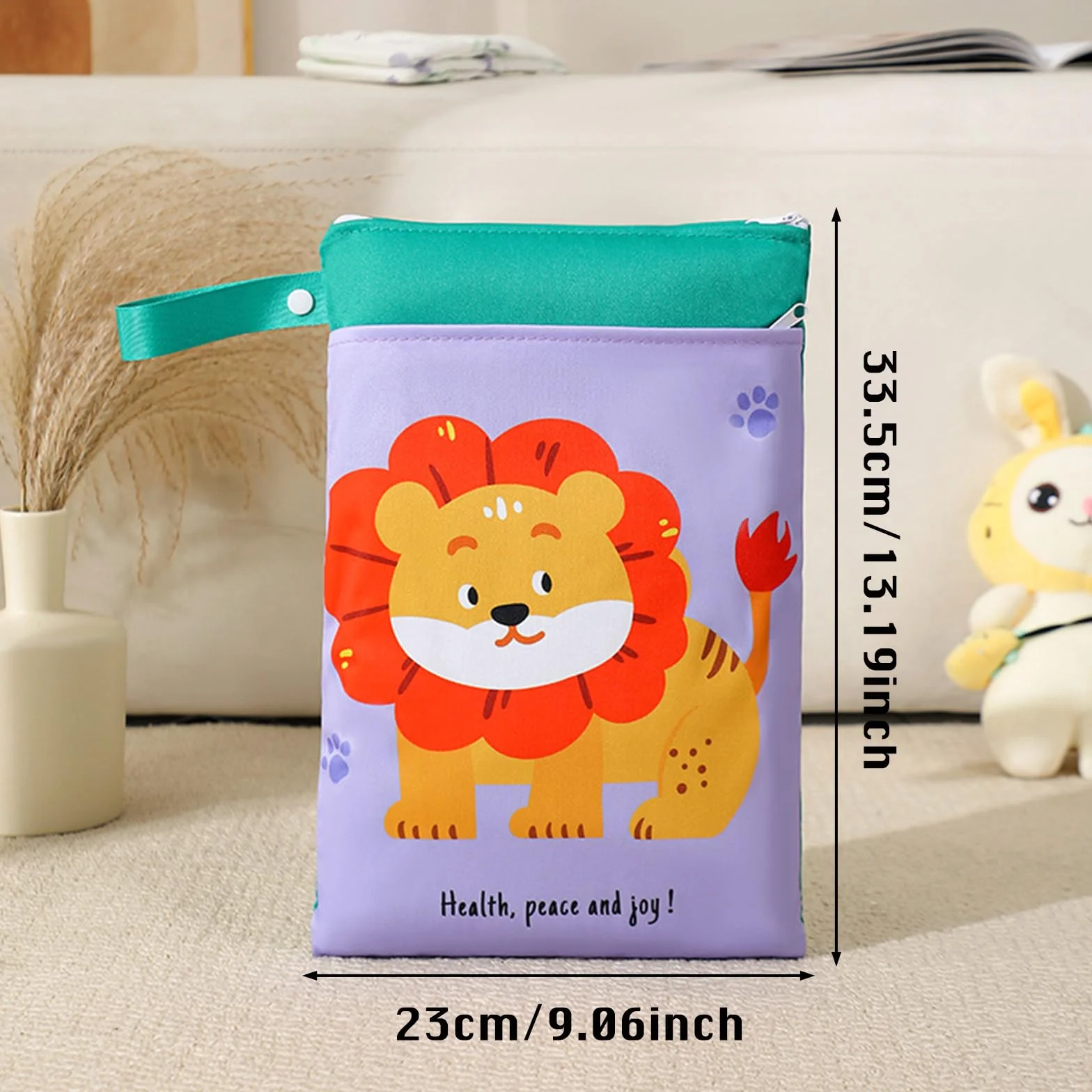 Borsa Porta Pannolini Impermeabile 2 Pezzi, Sacca Salviette Wet Bag con Zip, Animali Cartoni Animati, 2 Scomparti Viaggio Passeggino Spiaggia Piscina