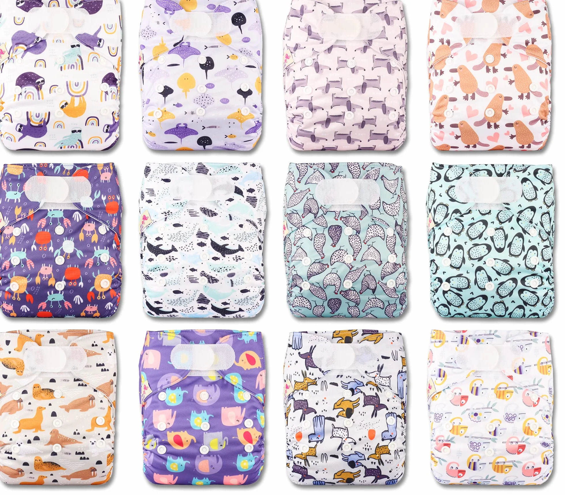 Littles and Bloomz FLV2-1202 Pannolino lavabile riutilizzabile con bottoni a pressione standard confezione da 12