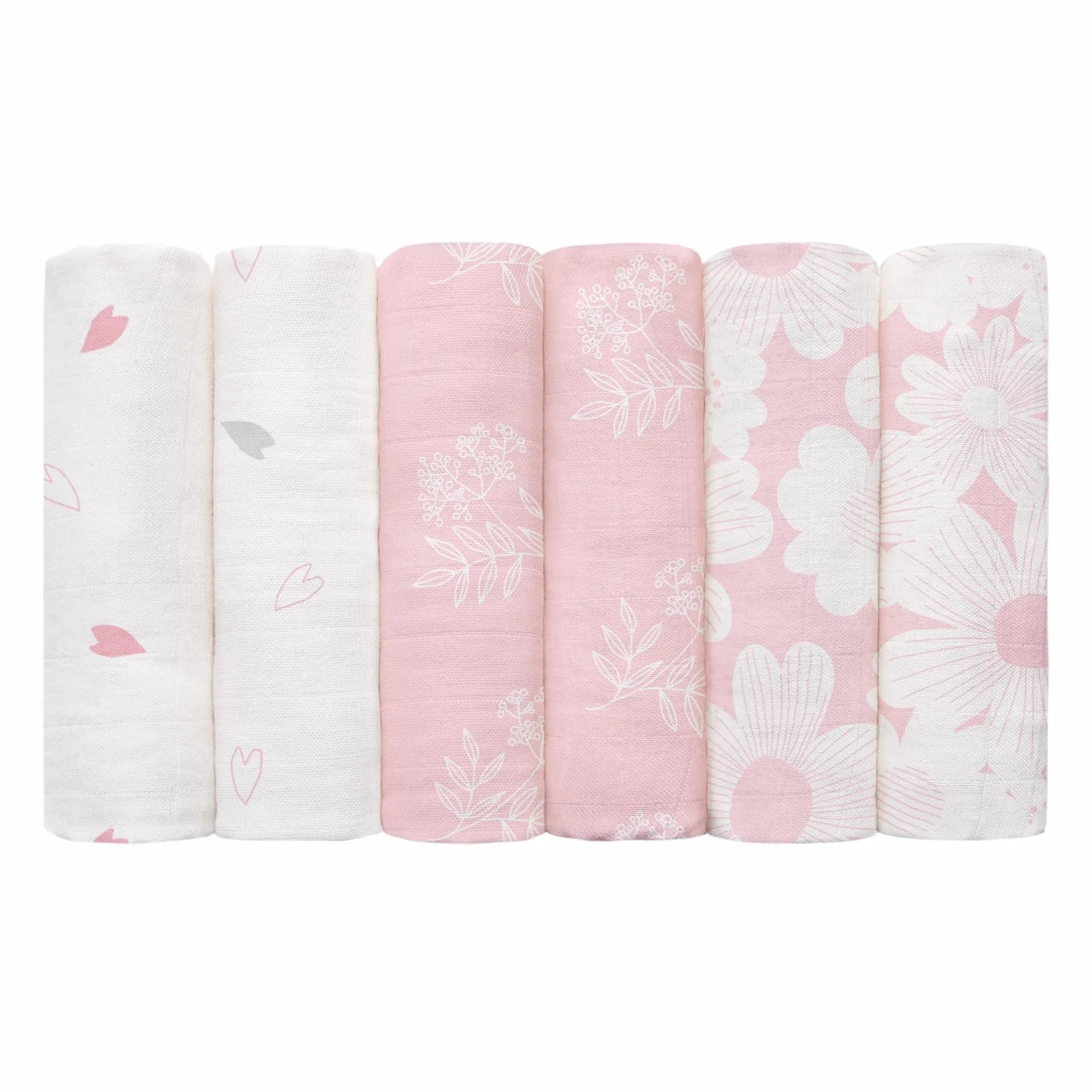 Set di 6 bavaglini in mussola per neonati 70 x 70 cm cotone assorbente traspirante