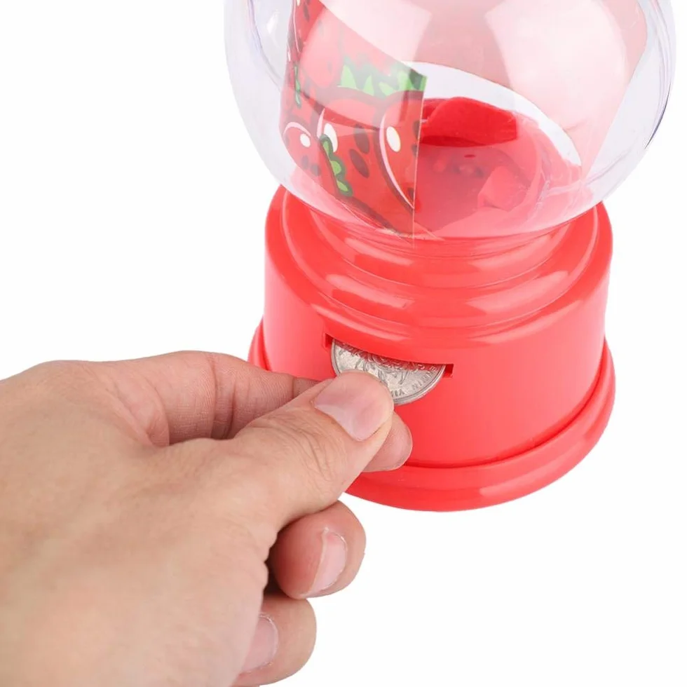 Dispenser di plastica per bambini Gumballs macchina caramella portatile Rosso