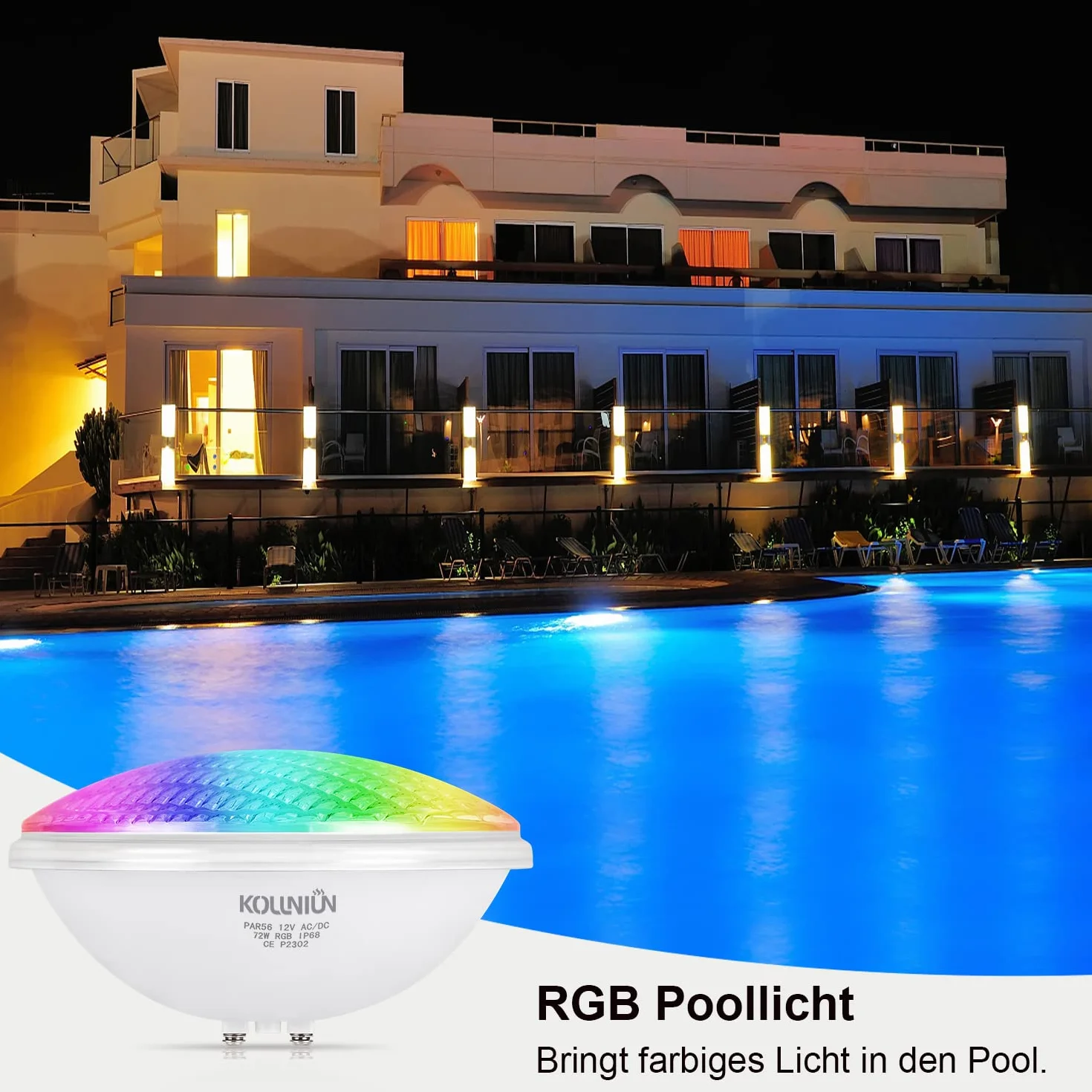 PAR56 LED luce della piscina, 12V AC/DC IP68 lampada impermeabile della piscina, 72W RGB luce di illuminazione per piscine, illuminazione dello stagno, Whirlpool