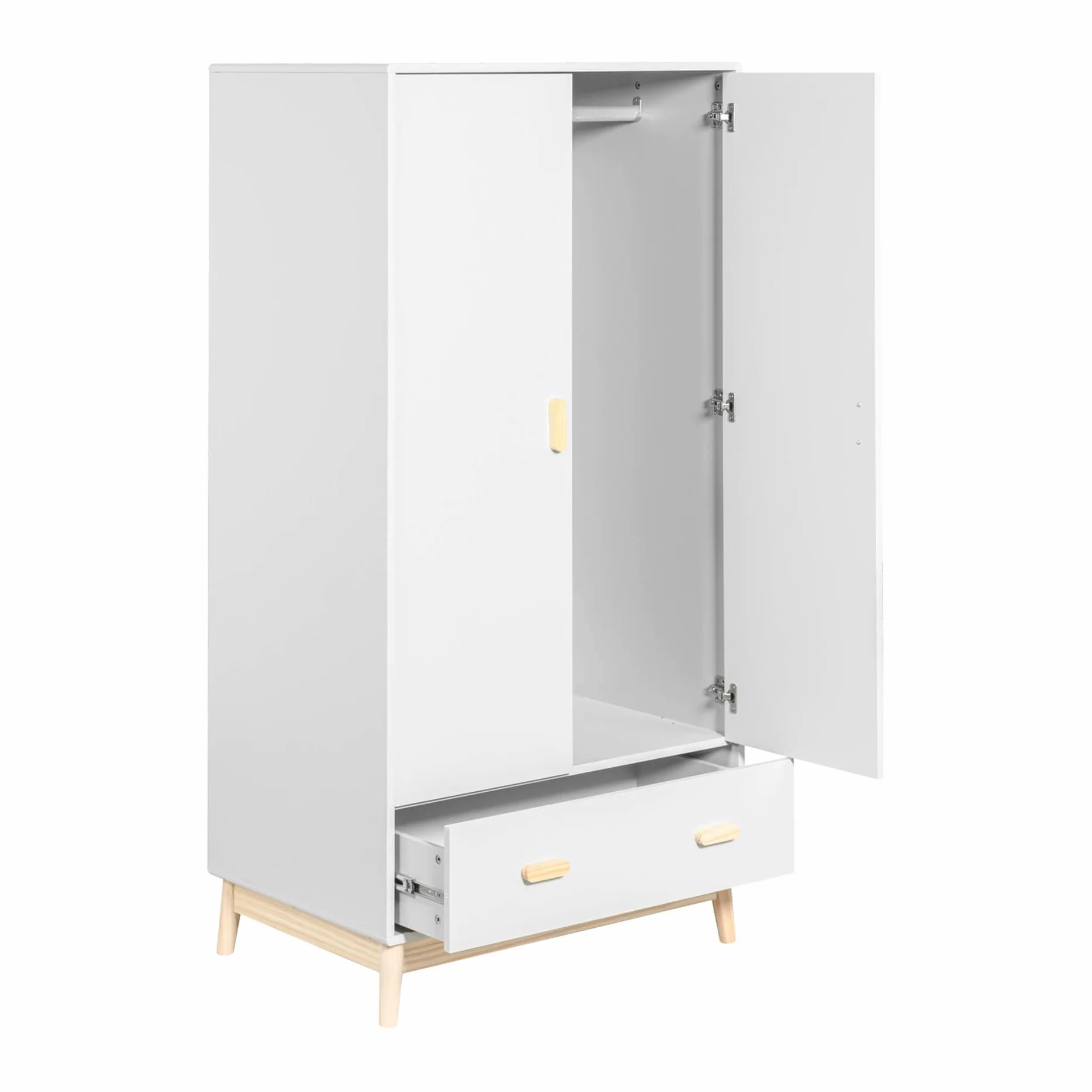 Rebecca Mobili Guardaroba per Bambini Armadio Cameretta Bianco Marrone MDF Pino 175x80x55 cm