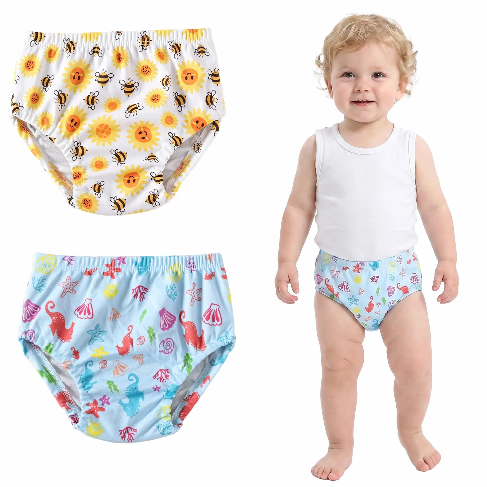 Costume pannolino neonato 2 pezzi riutilizzabile antifuga 3D 1-2 anni traspirante lavabile in lavatrice per piscina spiaggia