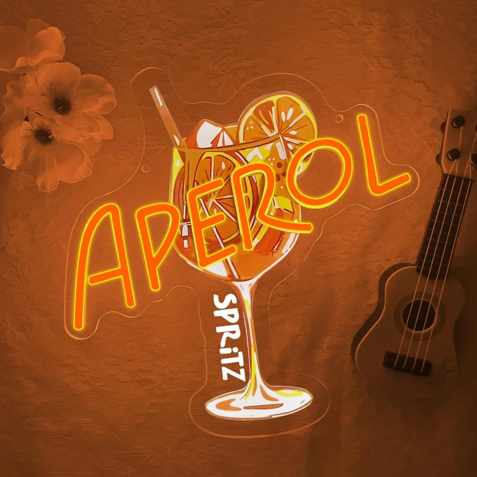 Aperol Spritz - Targa a LED per cocktail, decorazione da parete per casa, bar, camera da letto, club, feste, pub, ristorante, negozio, Holy Aperoli, insegna al neon per uomini e donne alimentato USB