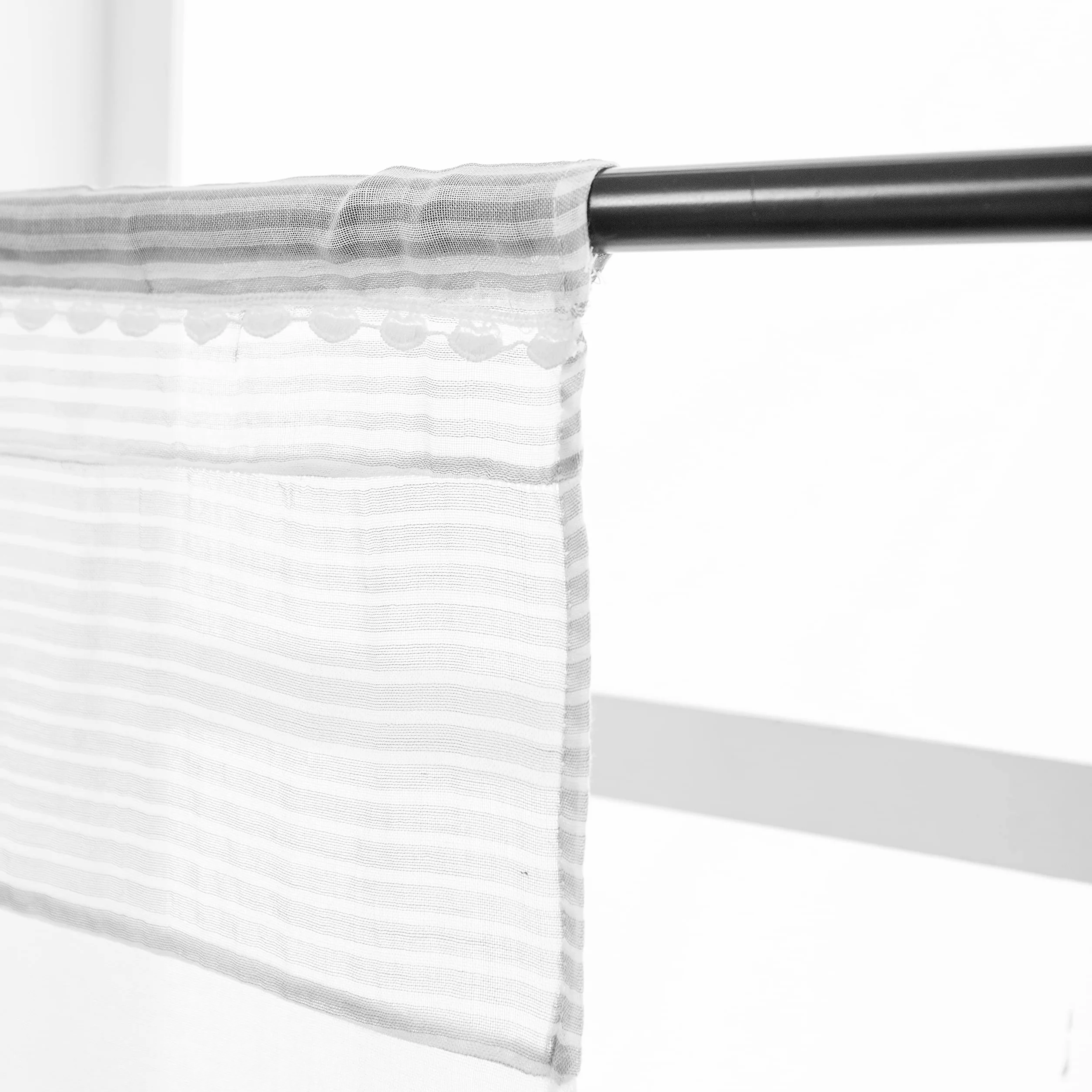 Tende Bianche Semi Trasparenti con Merletto 60x150cm 2 Pannelli per Finestra Soggiorno Camera