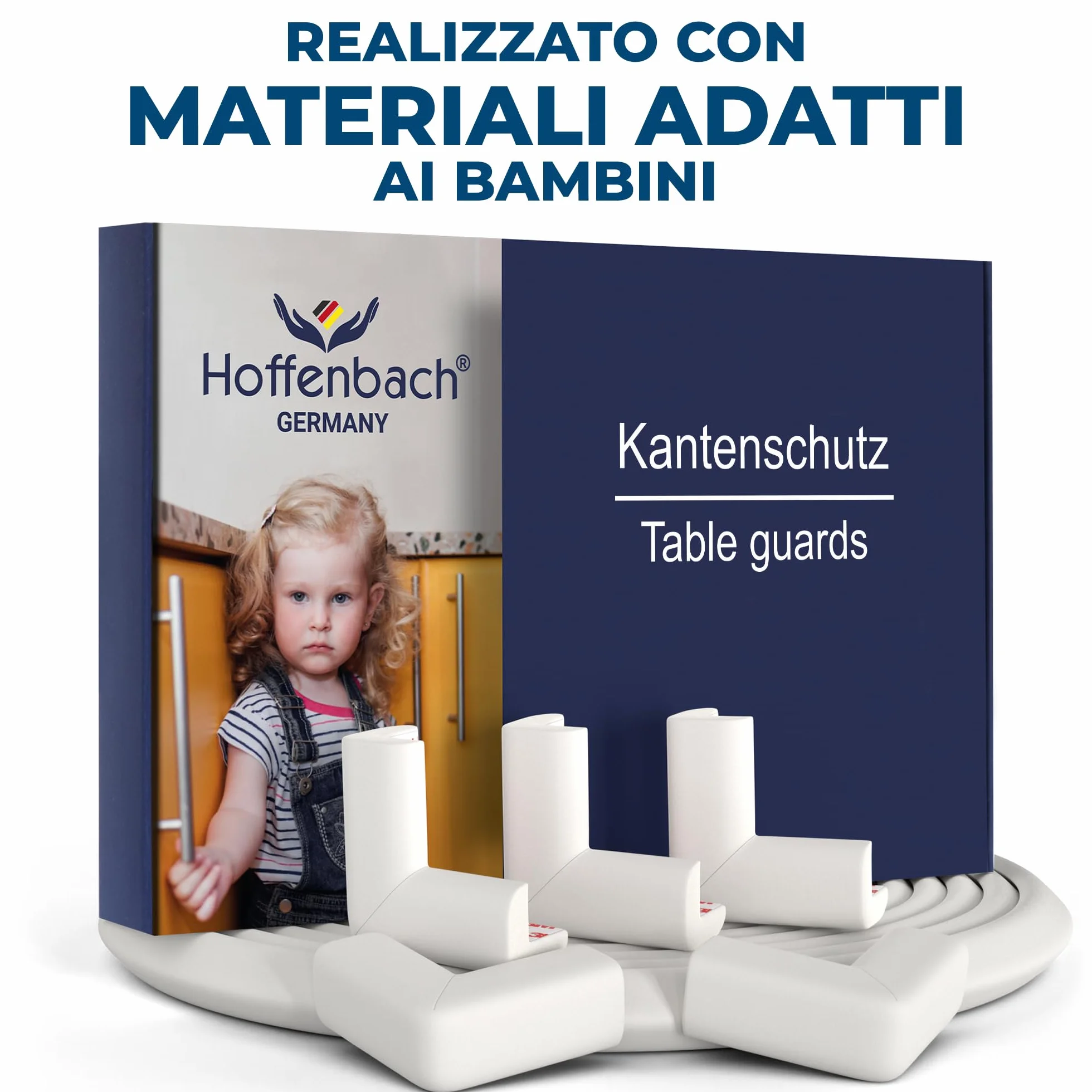 Hoffenbach Paraspigoli per Bambini 6,2 m, 12 Angolari, Paracolpi Lettino Neonato e Mobili, Gomma Bianco