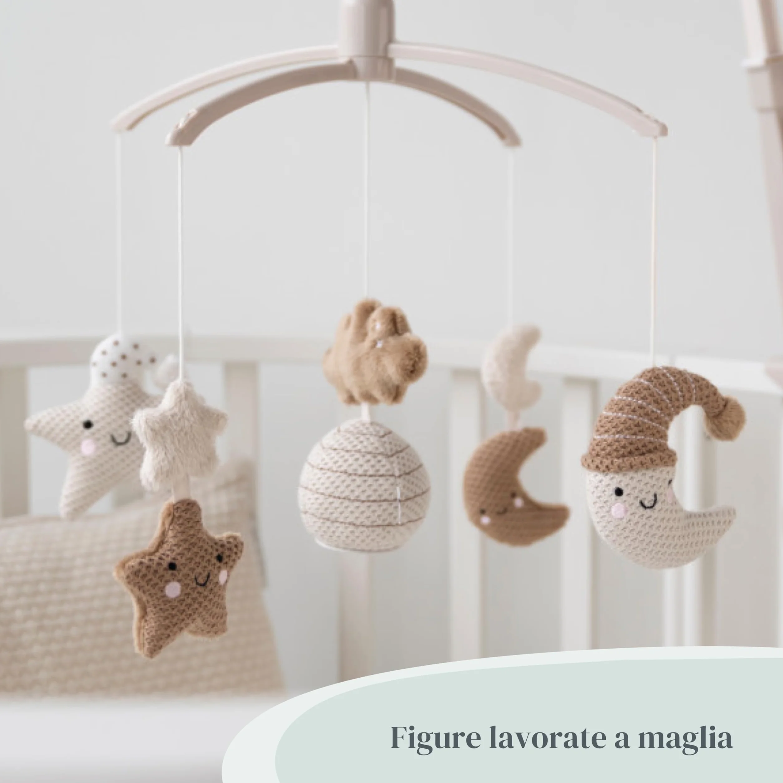 Baby's Only Giostrina musicale Heaven per bebè con figure lavorate a maglia Carillon musica Clay/Warm Linen