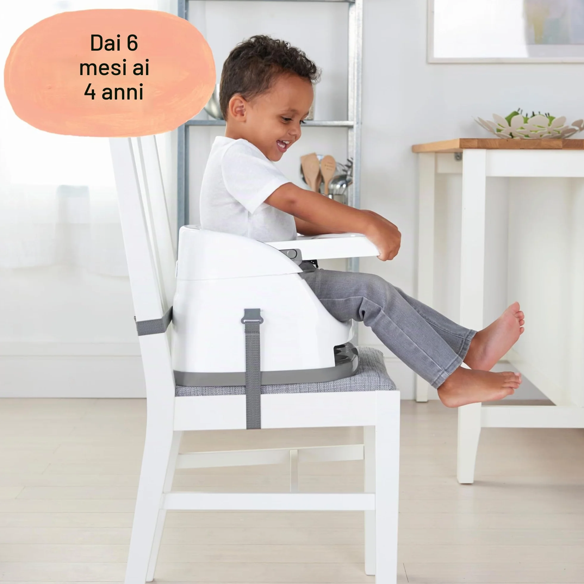 Ingenuity Baby Base 2-in-1 Rialzo da Sedia e Seggiolino per alimentazione con vassoio autoportante - Ardesia