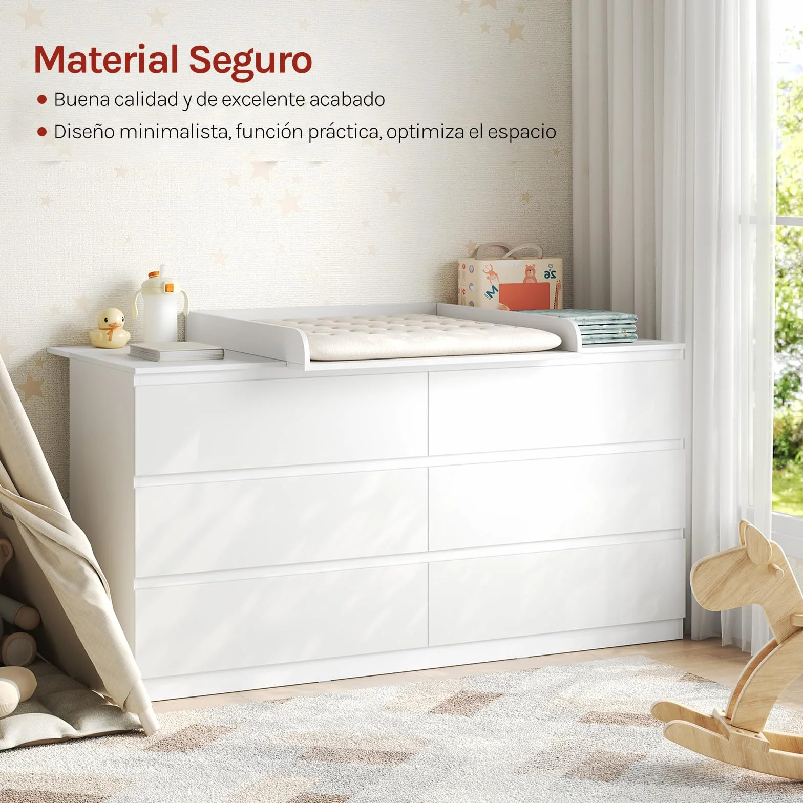 WOLTU Fasciatoio Neonato Universale per Cassettiera 3 Bordi Rialzati Profondità Regolabile 47-50 cm MDF 160x80x10 cm