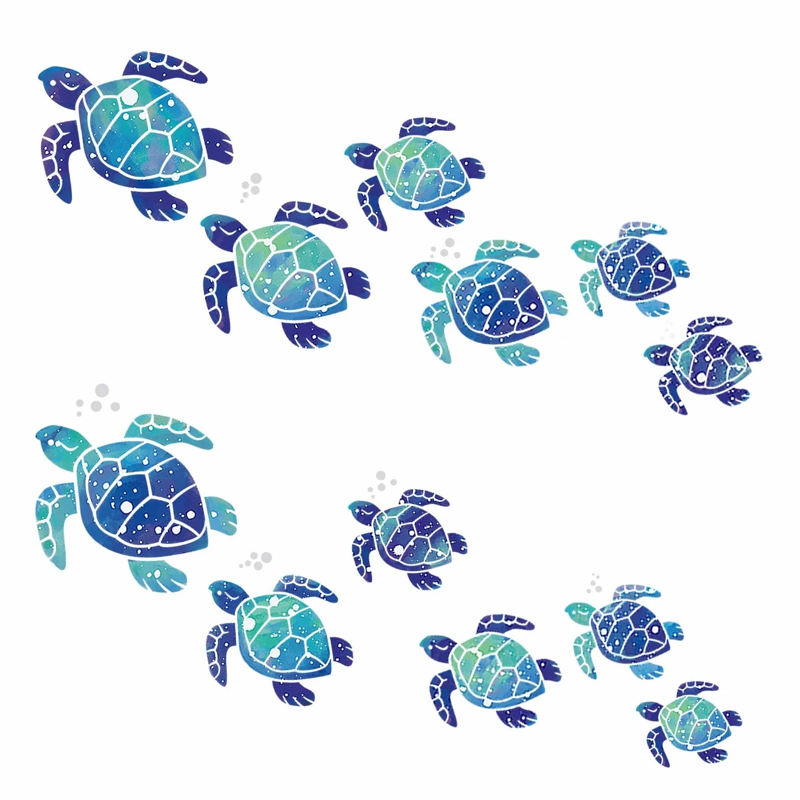 12 Pezzi Adesivi Murali Tartaruga Impermeabili per Bagno Blu Decorativi