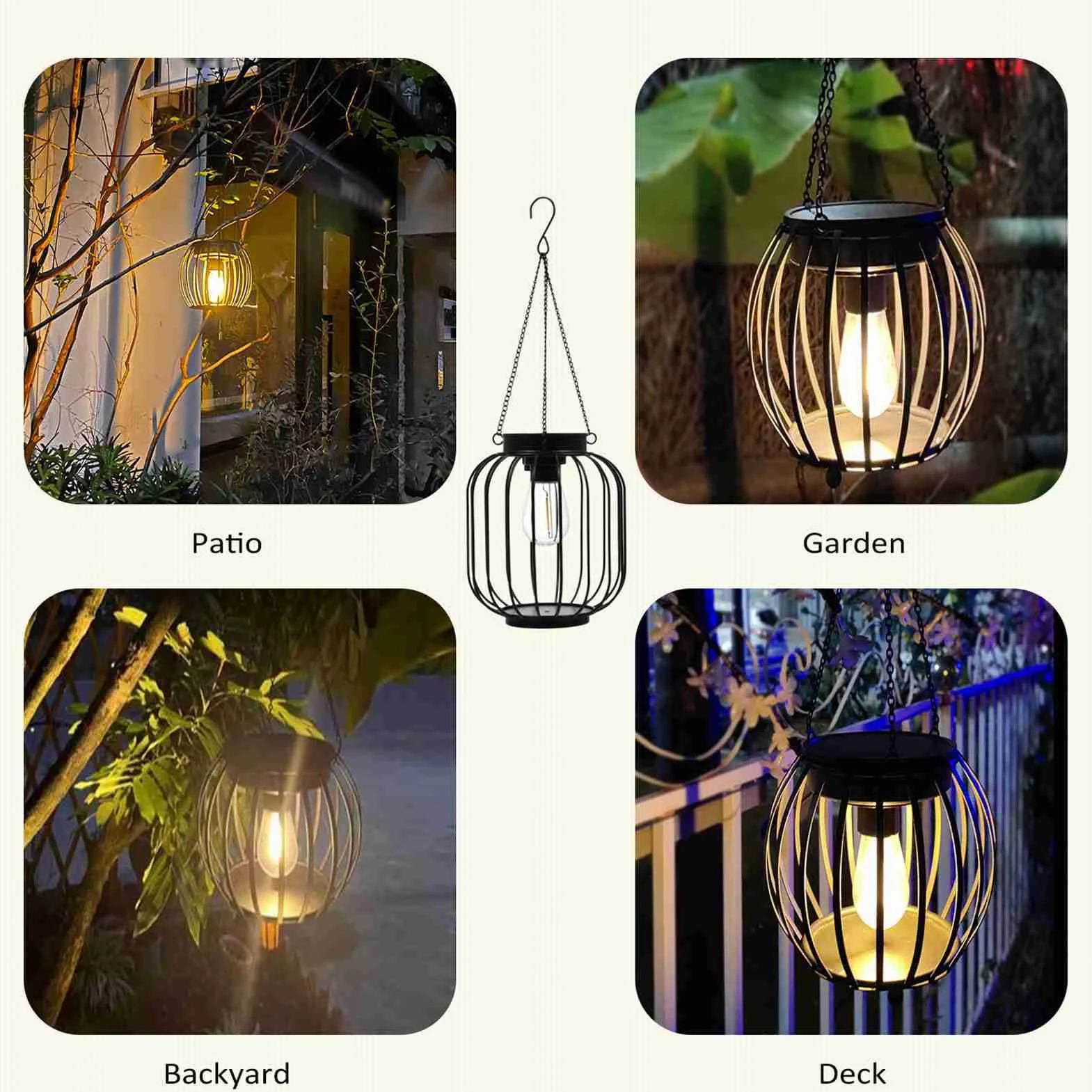 Keenso Solar Outdoor Lights Elegant Metal Lanterns for Garden Patio Yard