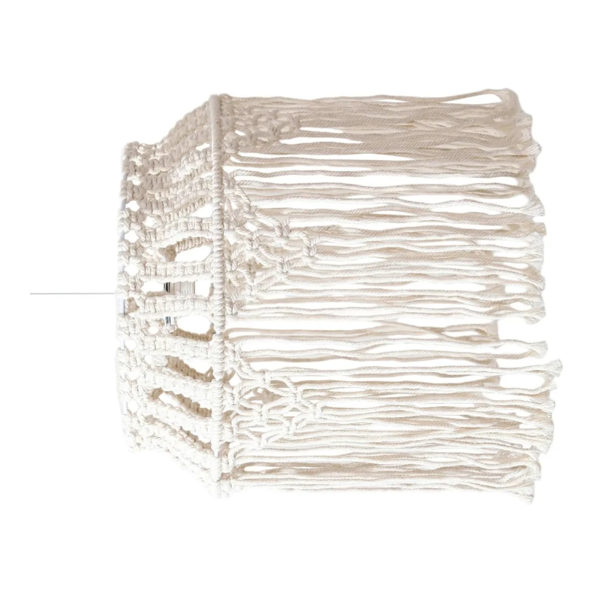 Paralume Lampada Sospensione in Corda di Cotone Beige, Design Macramè Intrecciato Elegante e Facile da Rimuovere, per Decorazioni Boho Chic in Casa