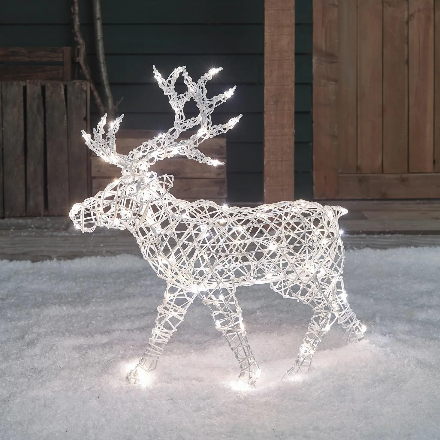 Lights4fun Arkendale - Renna a LED 3 in 1 illuminata, 70 cm, con timer, illuminazione natalizia per esterni e interni