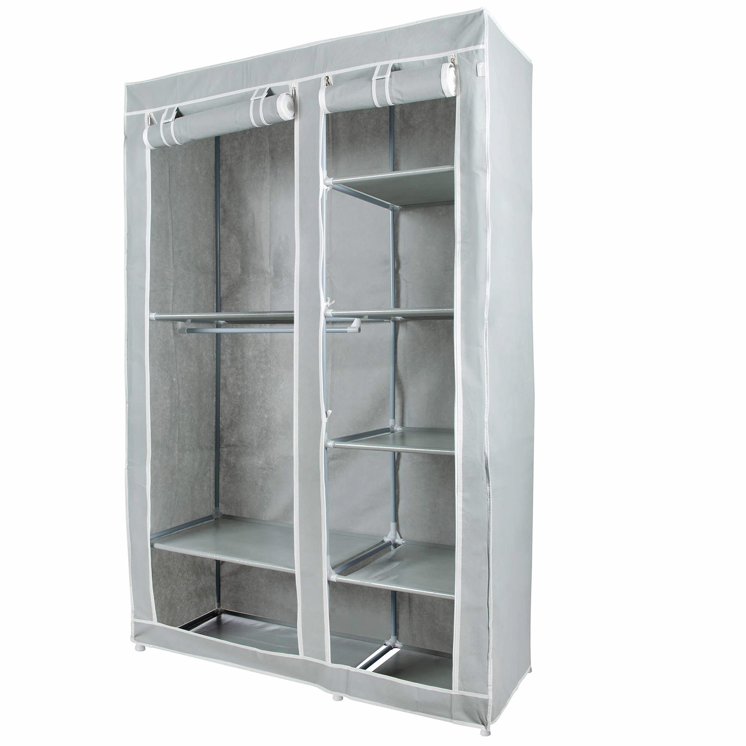 roba Armadio in Tessuto Little Stars 175 x 110 x 45 cm 6 Scomparti Grigio
