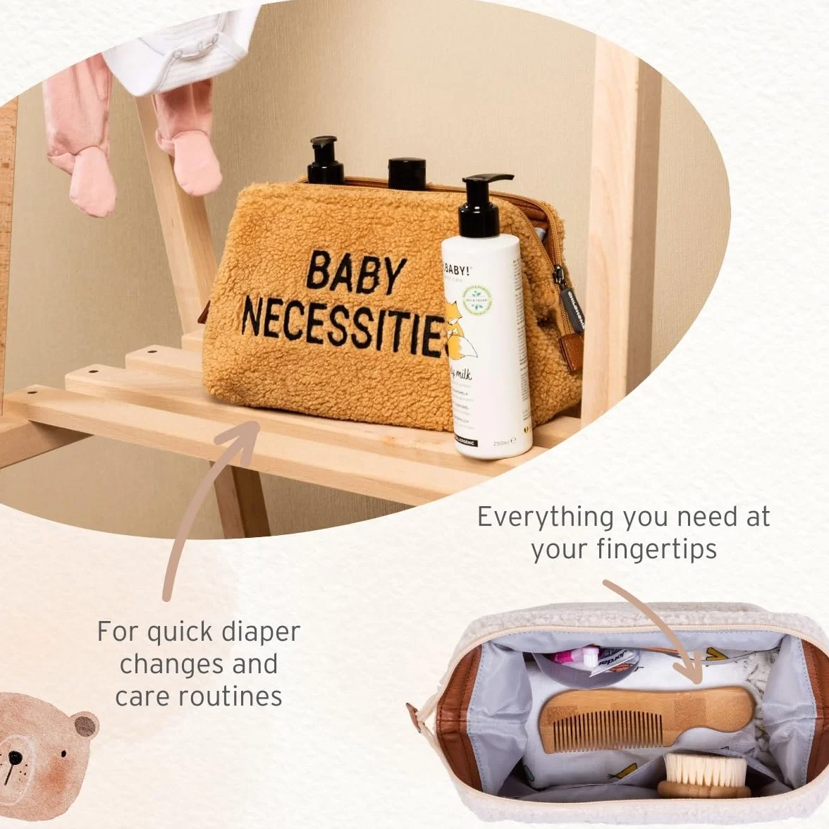 CHILDHOME Astuccio da toilette per neonato/bambino idrorepellente chiusura lampo leopardo
