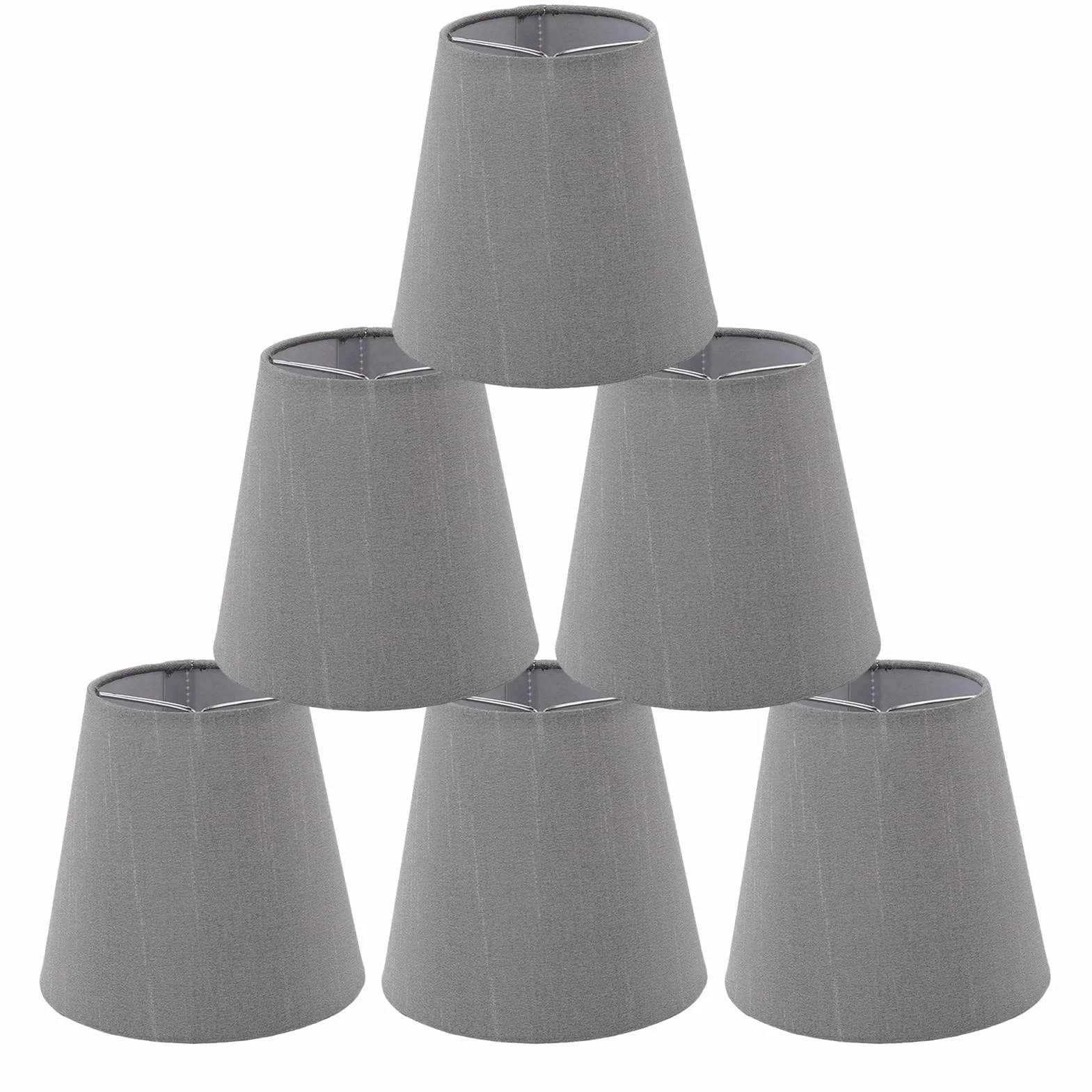 Cyrank Paralume a Lampadina a Clip,Paralume in Tessuto Grigio da 6 Pezzi Paralume per Lampada da scrivania E14 Paralume Tessuto Piccolo Avorio,Piccolo per lampade da Parete con lampadario da Tavolo