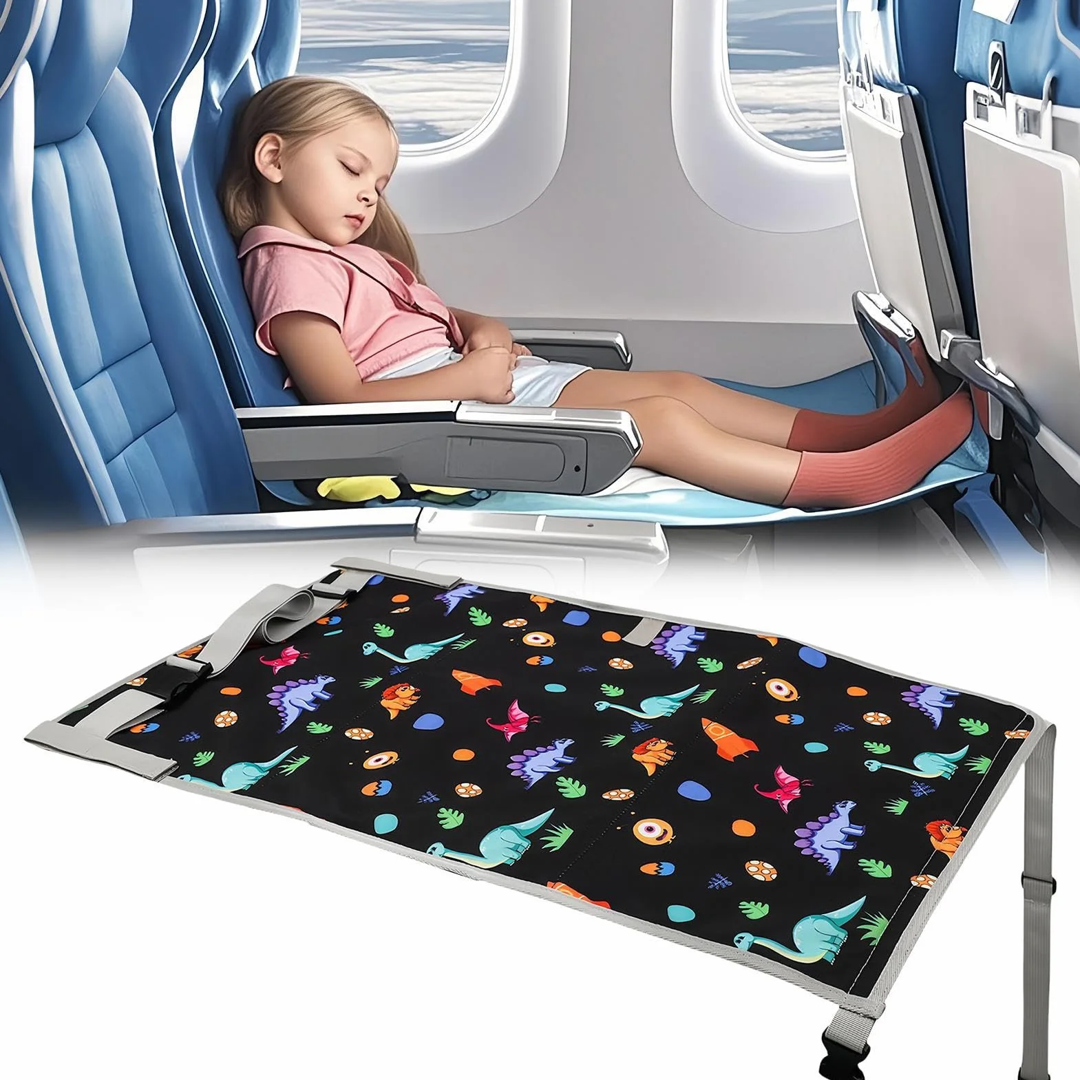 Lettino Aereo per Bambini Letto da Viaggio Pieghevole con Poggiapiedi Morbido e Sacco Nanna