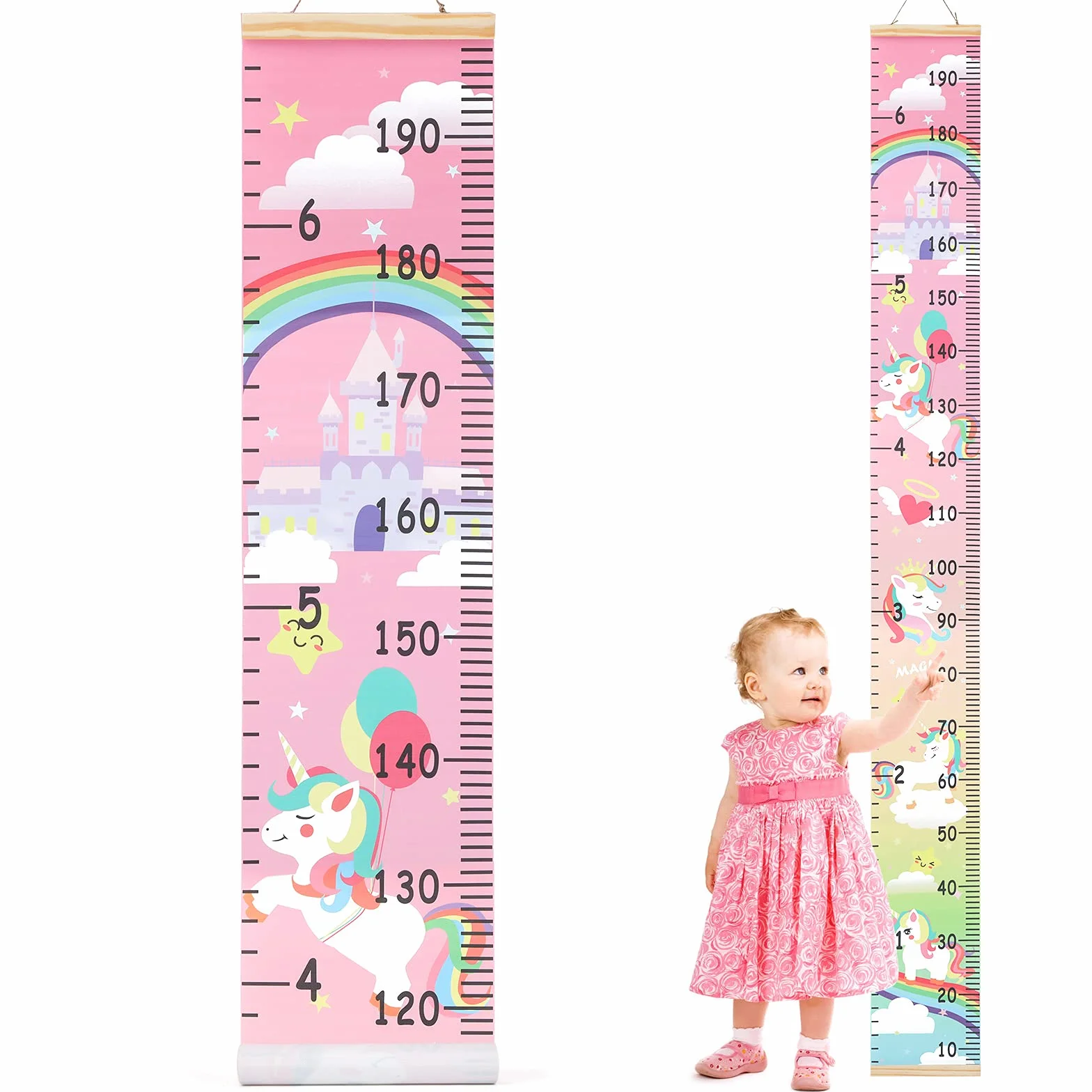 HIFOT Bambini Altezza Crescita Grafico Misurazione Unicorno Tela Decorazione Parete 190 x 20 cm