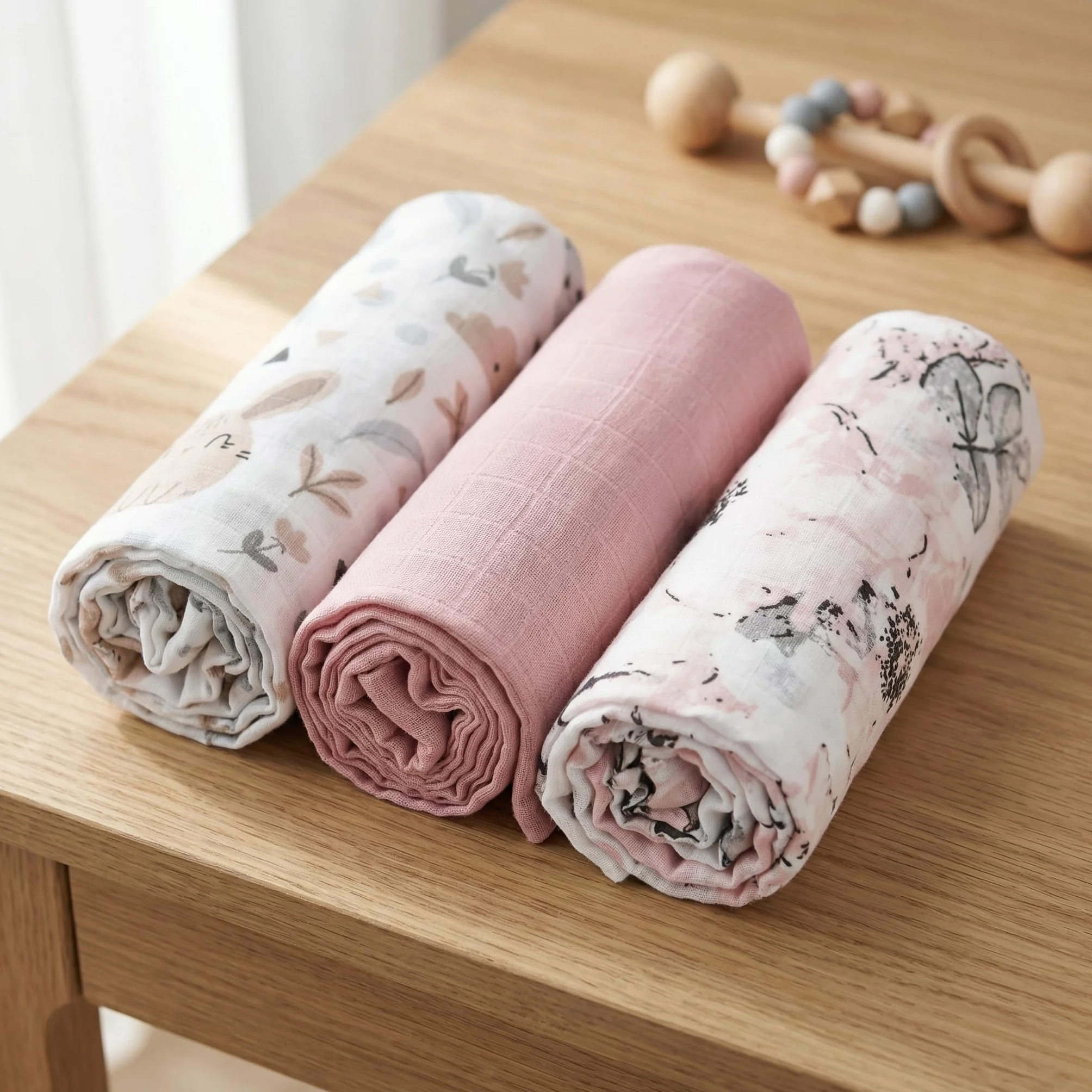 BABYSAFE Mussole Neonato Cotone Biologico 80x70cm Pacco da 3 Certificato OEKO-TEX Made in Europe