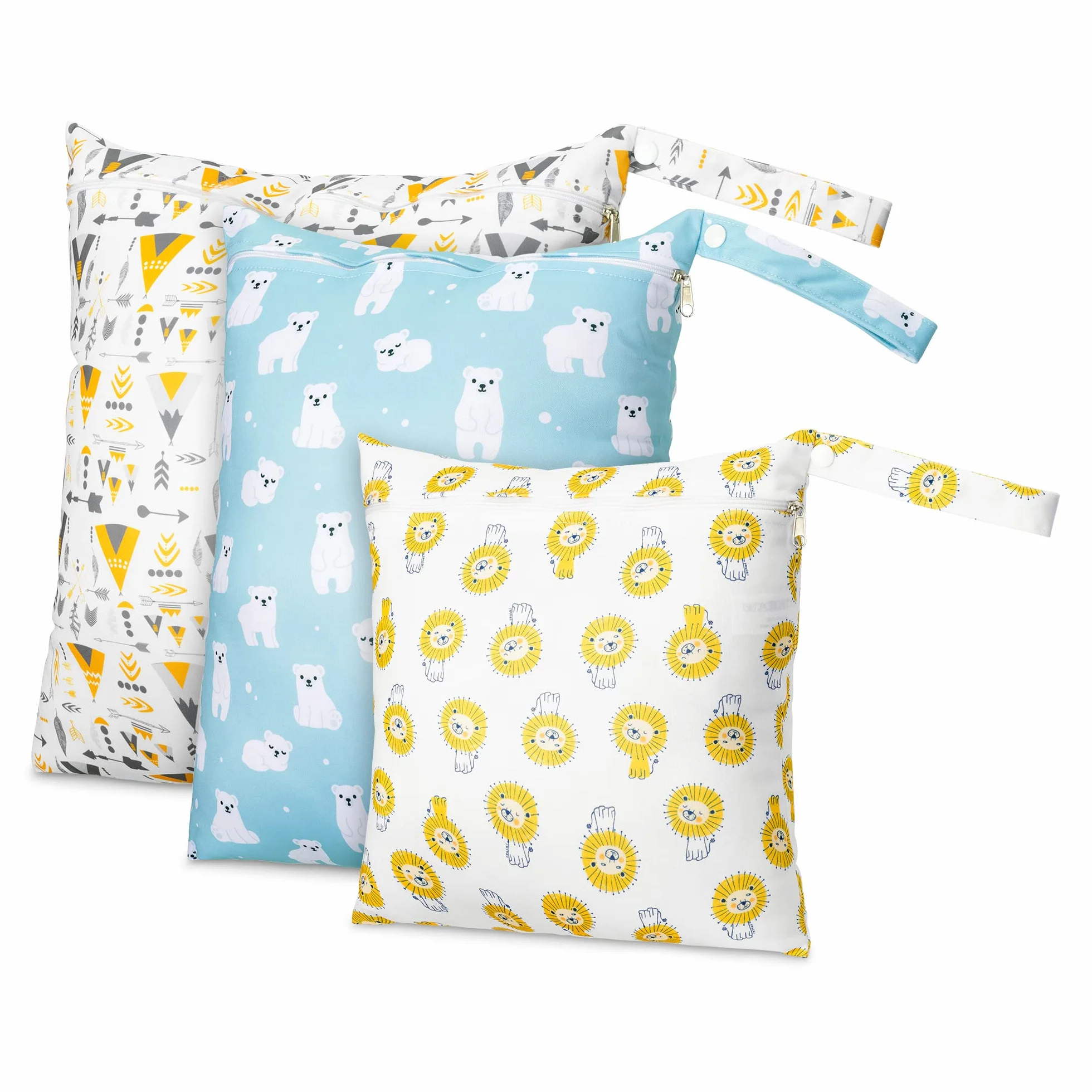 Navaris Borsa Pannolini Lavabili Set 3 Misure Wet Bag Chiusura Zip Neonato