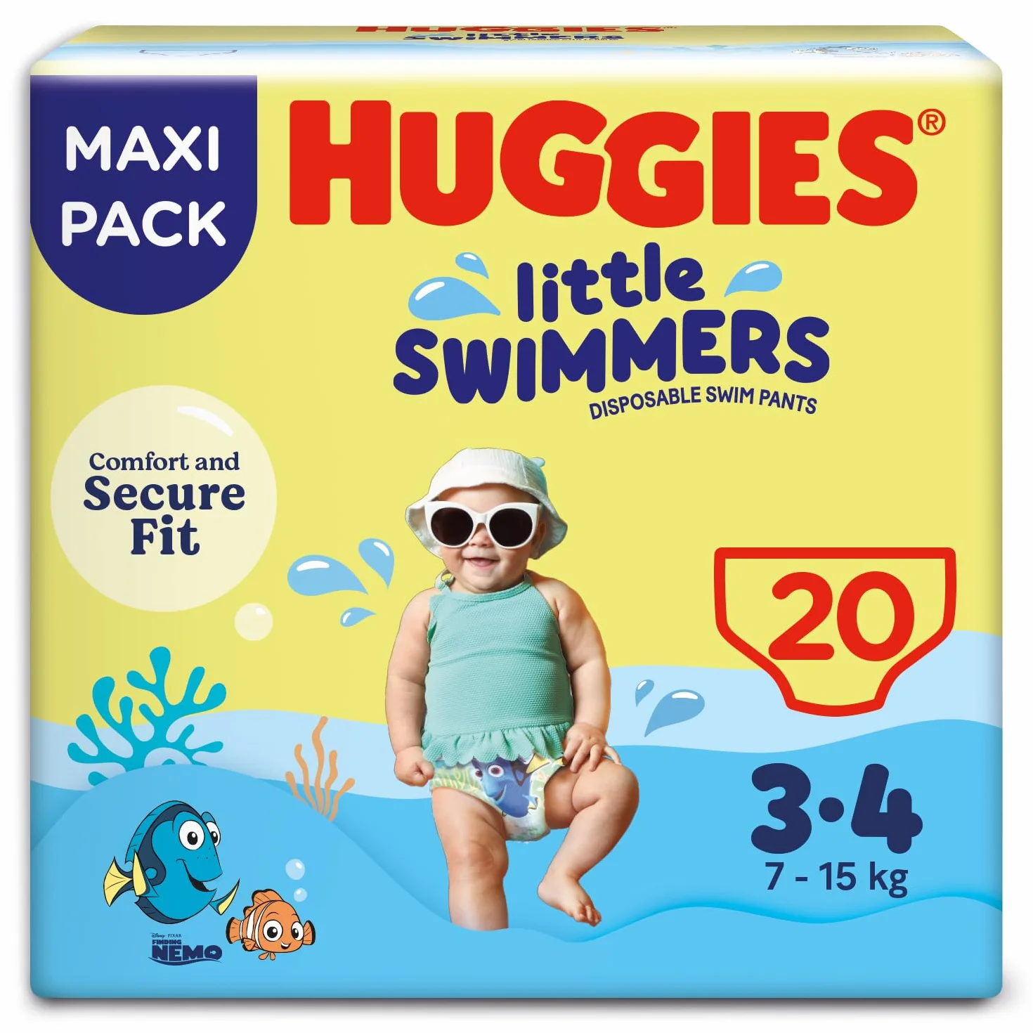Huggies Little Swimmers Pannolini Taglia 3-4 (7-15 kg) Pannolino Costumino Design Disney 20 Pz